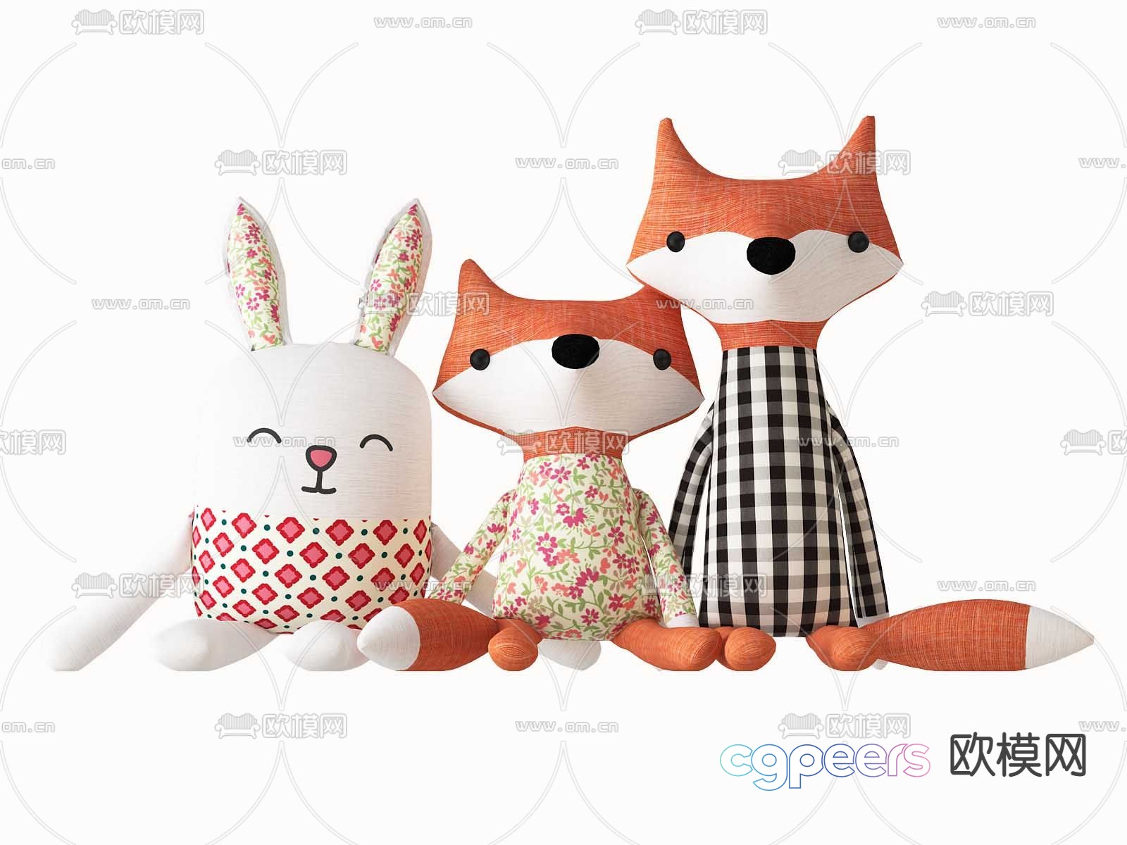 Modern Fox Rabbit Plush Toy 3D model Modern Fox Rabbit Plush Toy 3D model