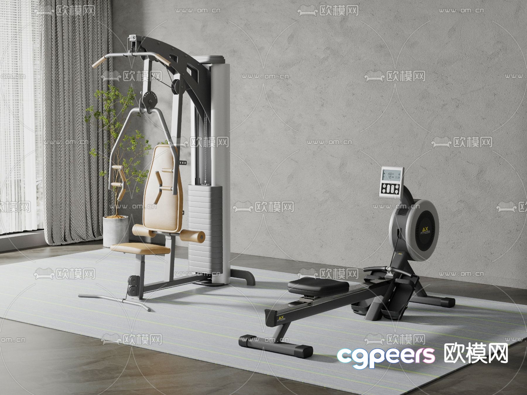 Modern fitness equipment rowing machine 3d model Modern fitness equipment rowing machine 3d model