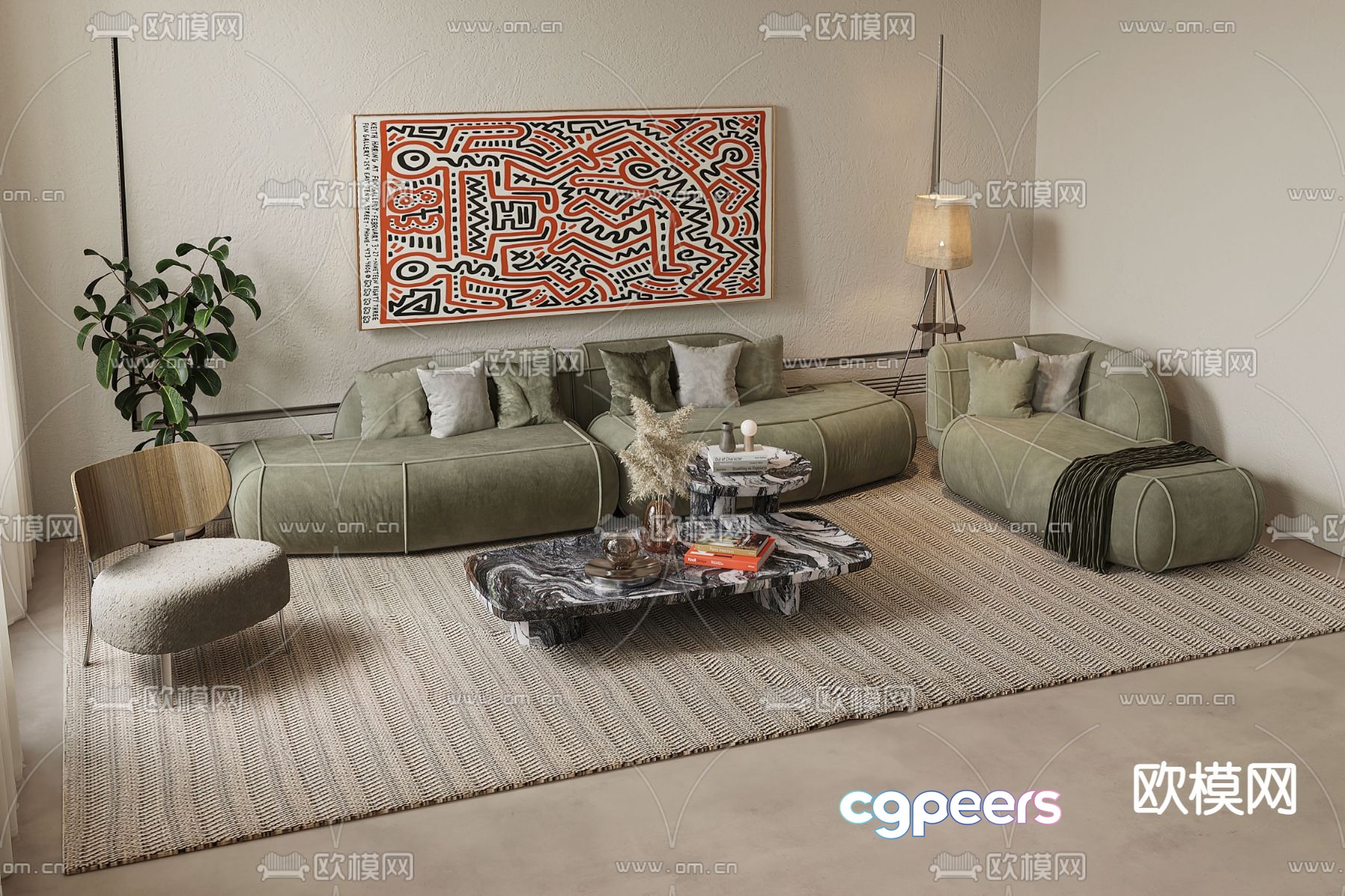 Poliform matcha green sectional sofa 3d model Poliform matcha green sectional sofa 3d model