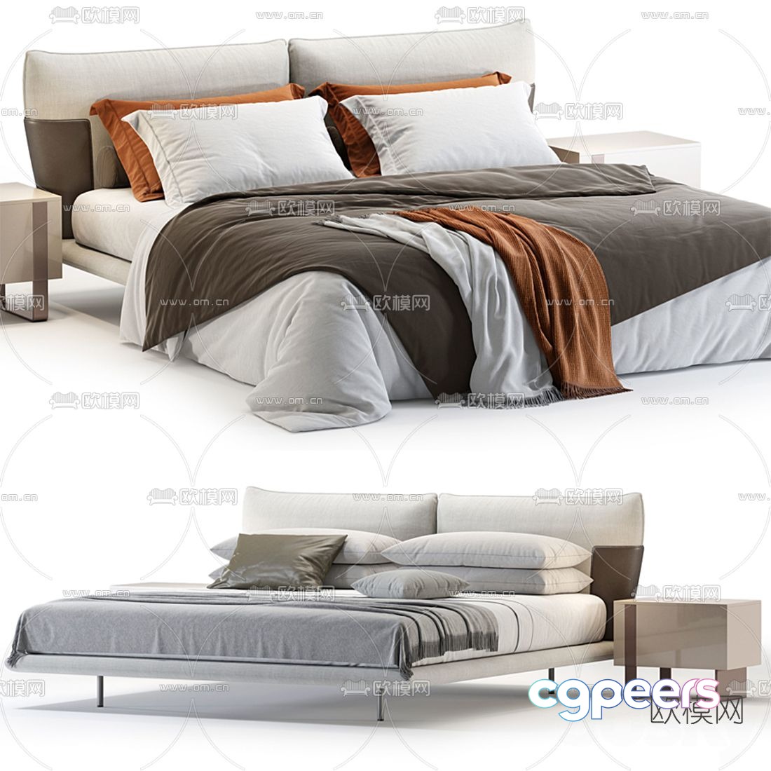Bonaldo double bed 3d model Bonaldo double bed 3d model