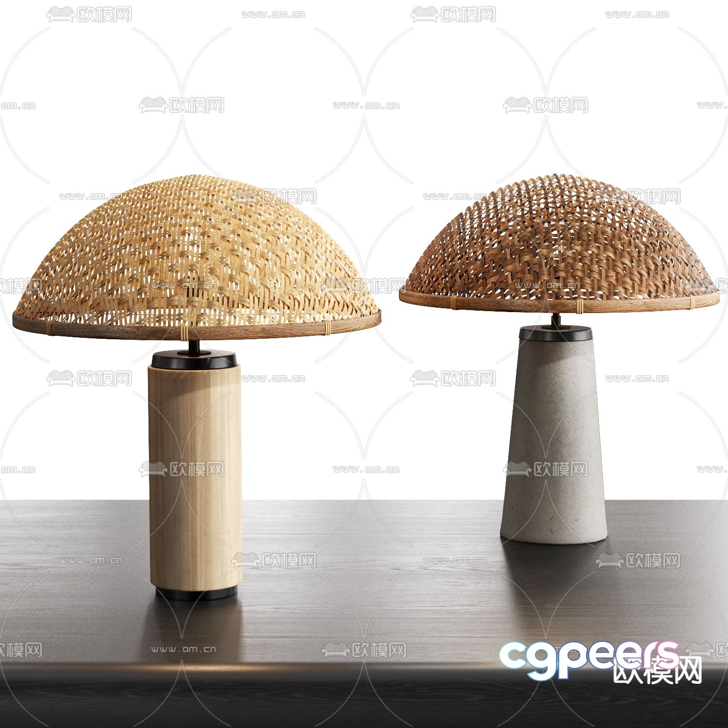 FLOS rattan table lamp 3d model FLOS rattan table lamp 3d model