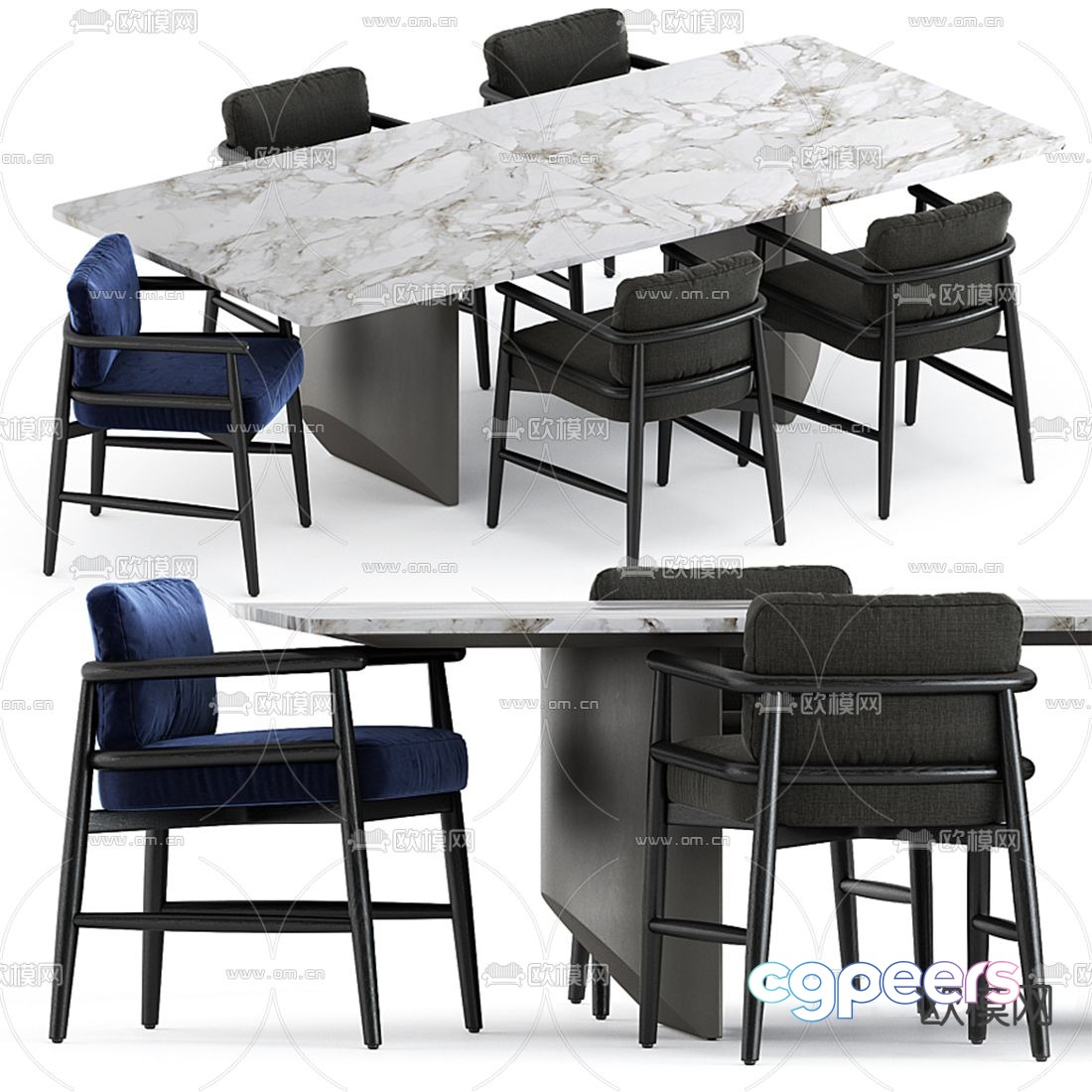 Minotti bar dining table and chairs 3d model Minotti bar dining table and chairs 3d model