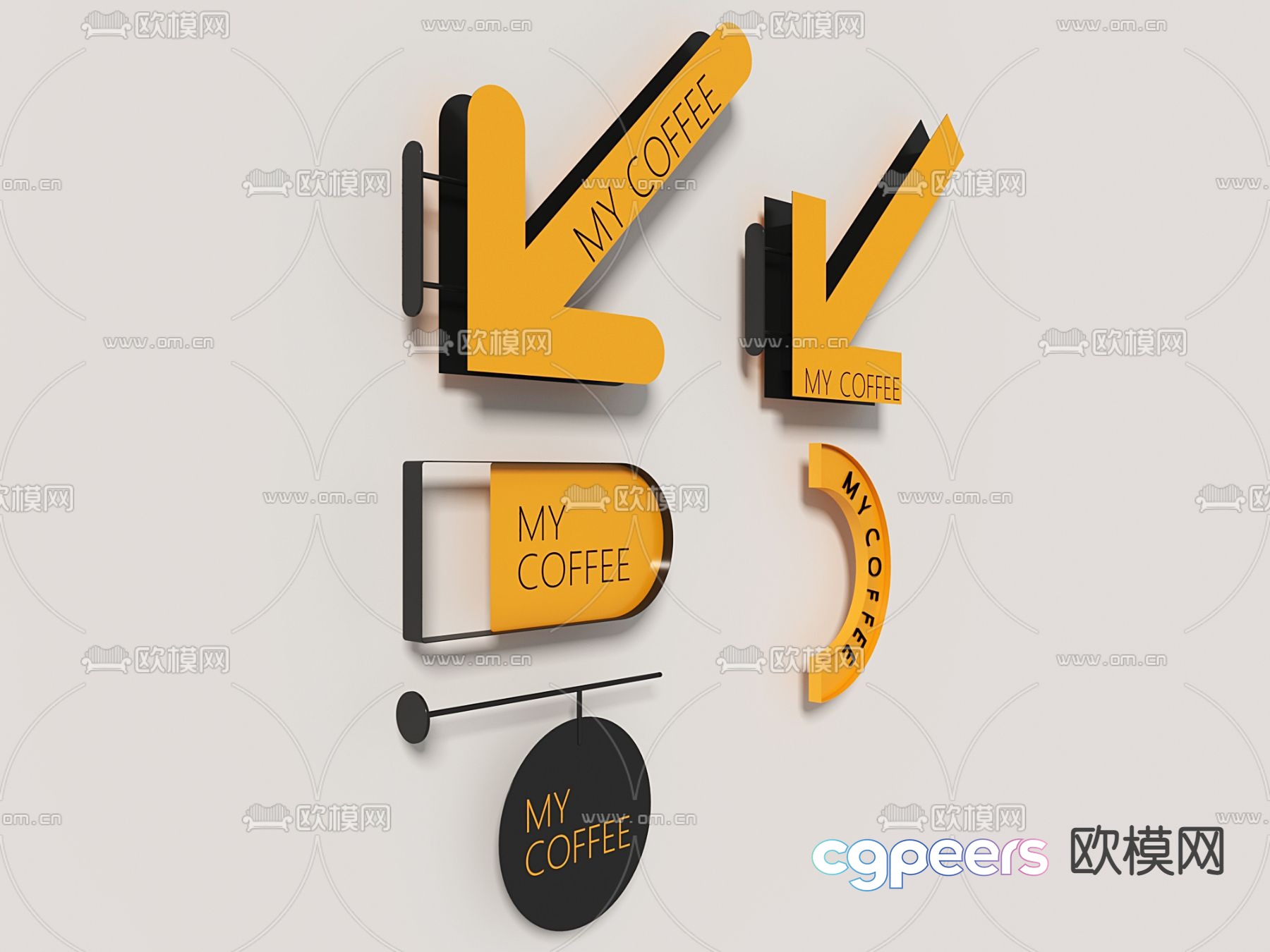 Coffee sign sign 3d model Coffee sign sign 3d model