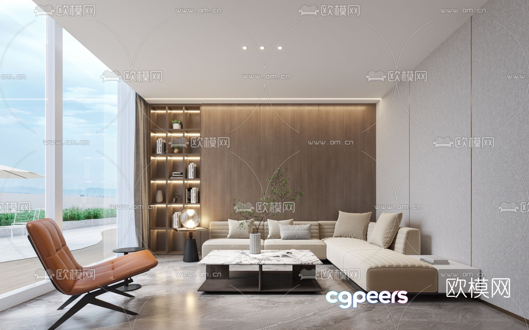 Minotti modular sofa living room 3d model Minotti modular sofa living room 3d model