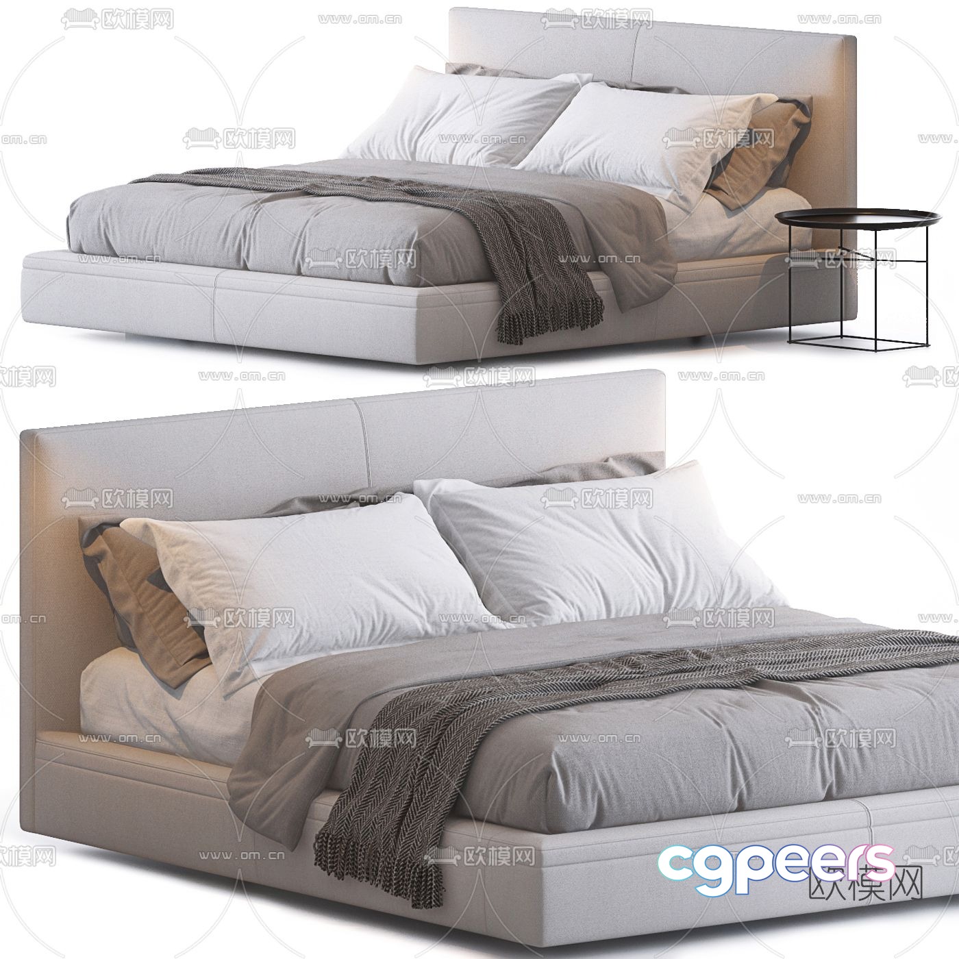 B&B Italia modern double bed 3d model B&B Italia modern double bed 3d model