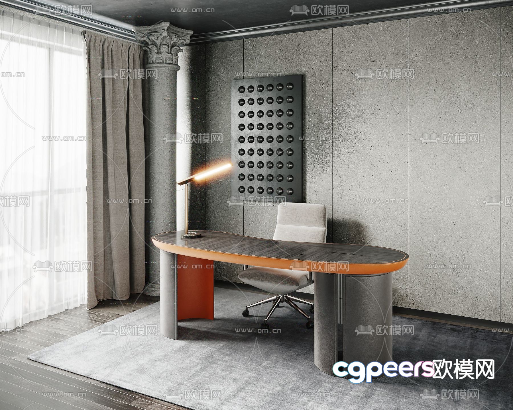 Flexform desk chair desk 3d model Flexform desk chair desk 3d model