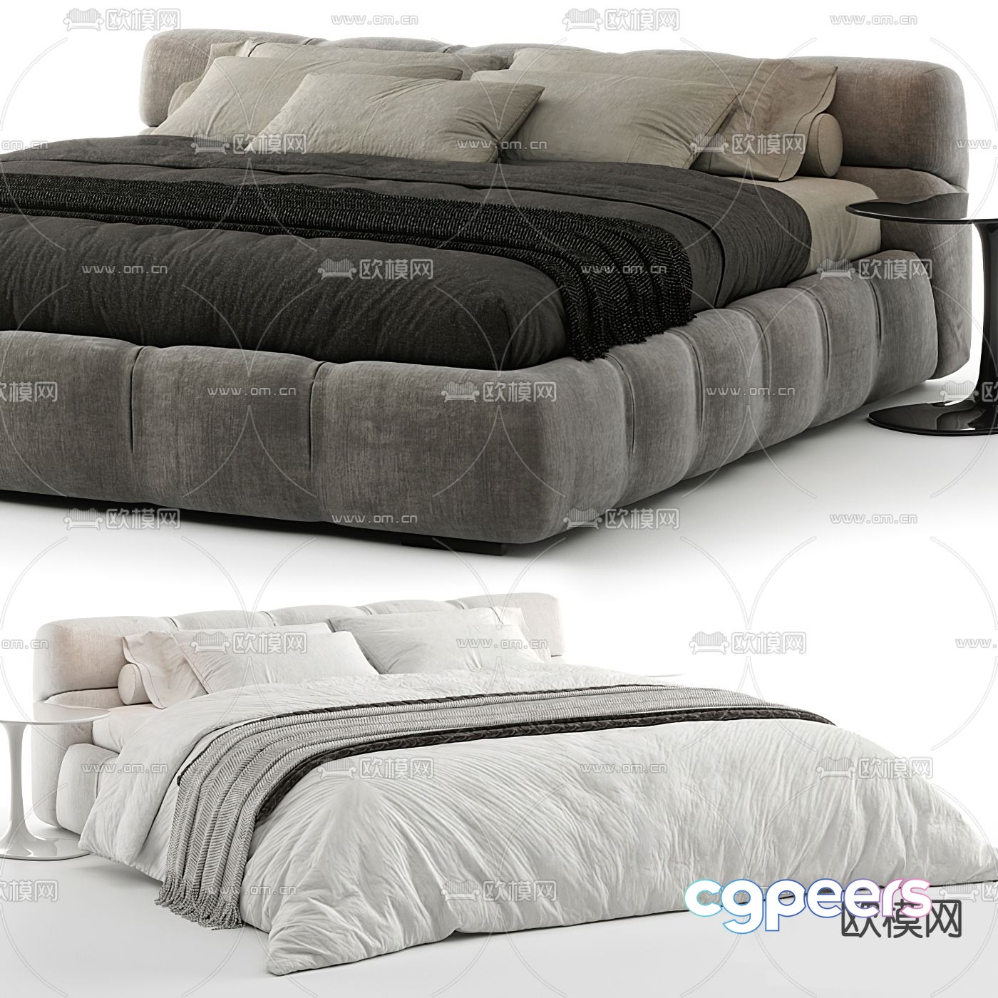 B&B italia modern double bed 3d model B&B italia modern double bed 3d model