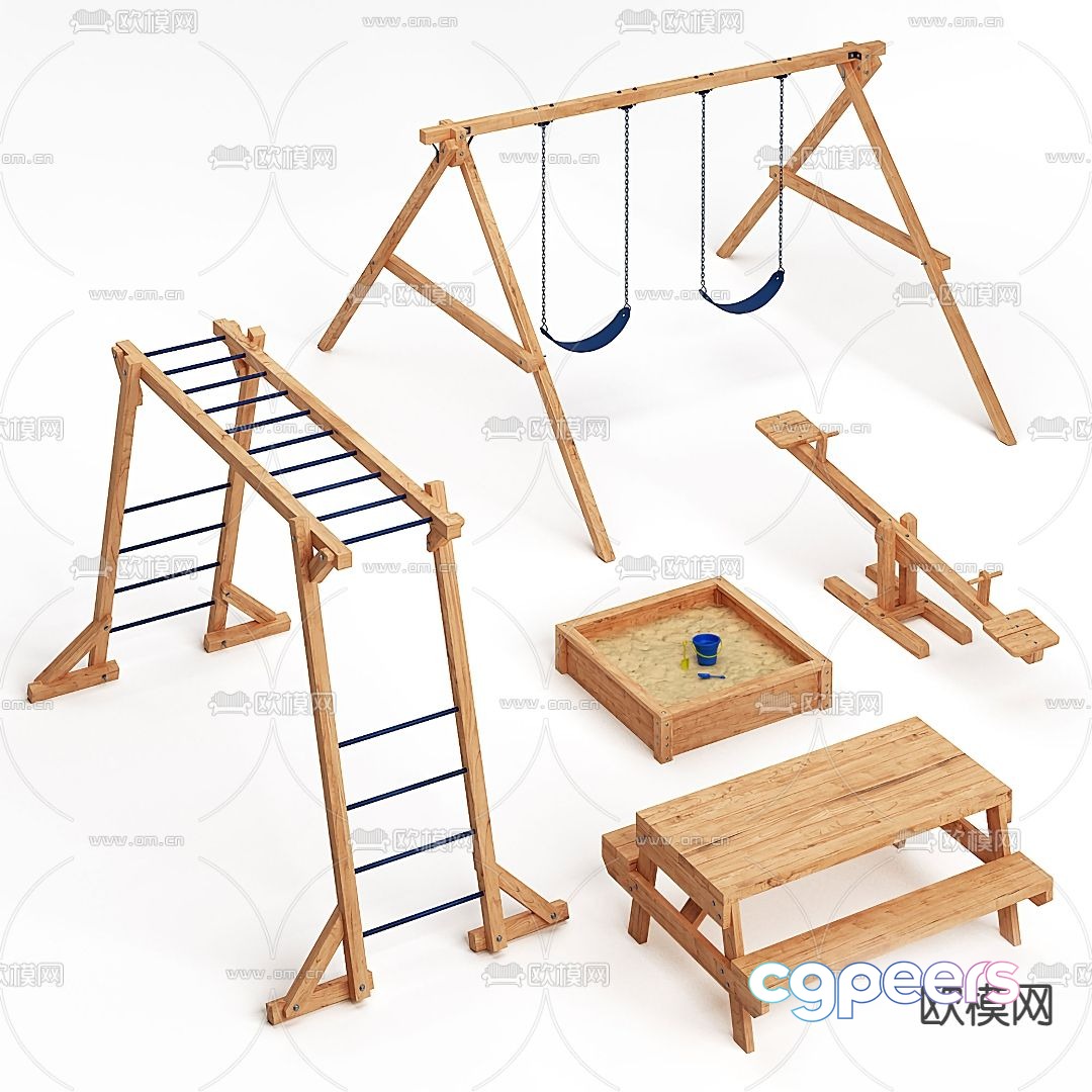 Swing seesaw horizontal bar amusement equipment 3d model Swing seesaw horizontal bar amusement equipment 3d model