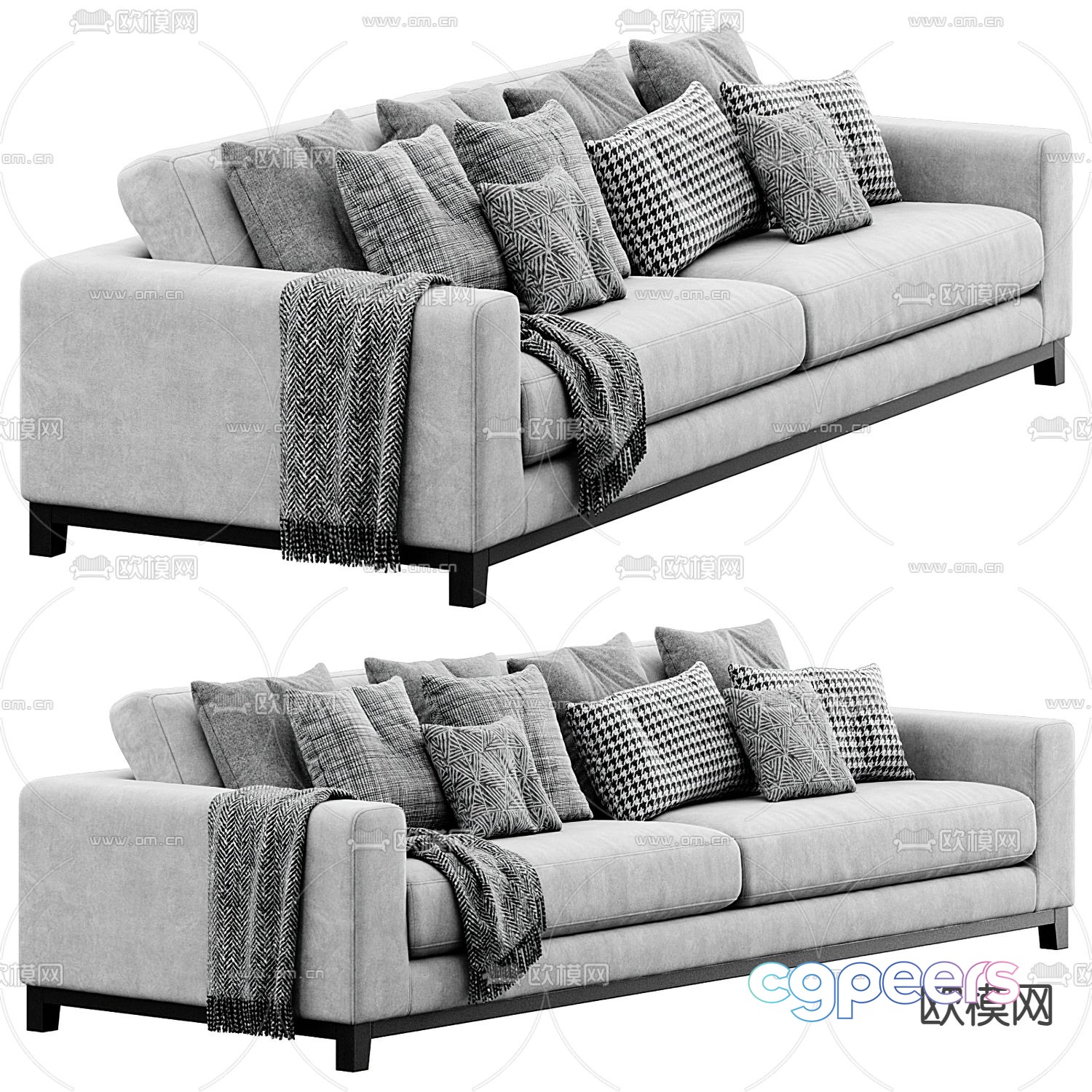 Flexform gray multi-seat sofa 3d model Flexform gray multi-seat sofa 3d model
