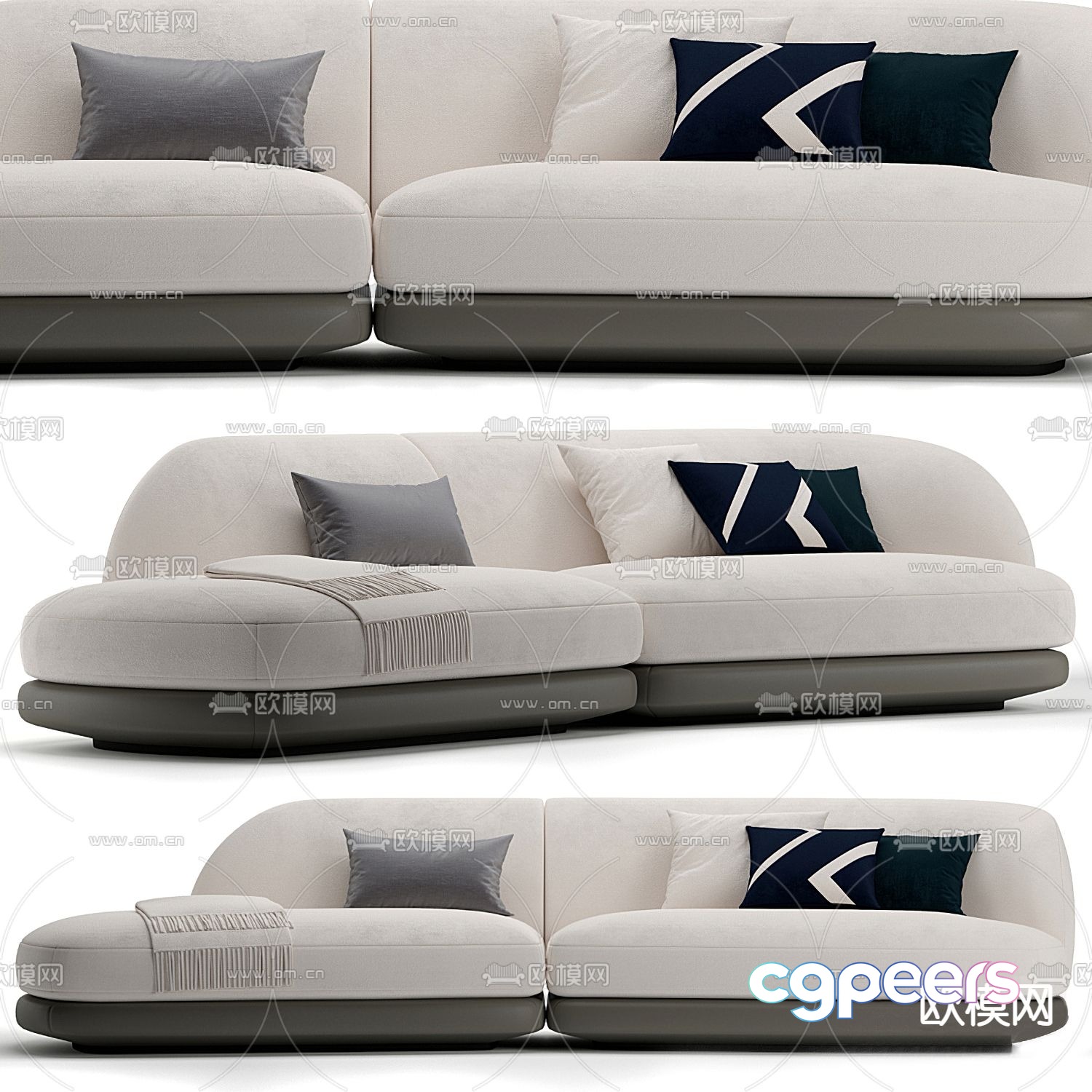 Minotti multi-person sofa upholstered sofa 3d model Minotti multi-person sofa upholstered sofa 3d model