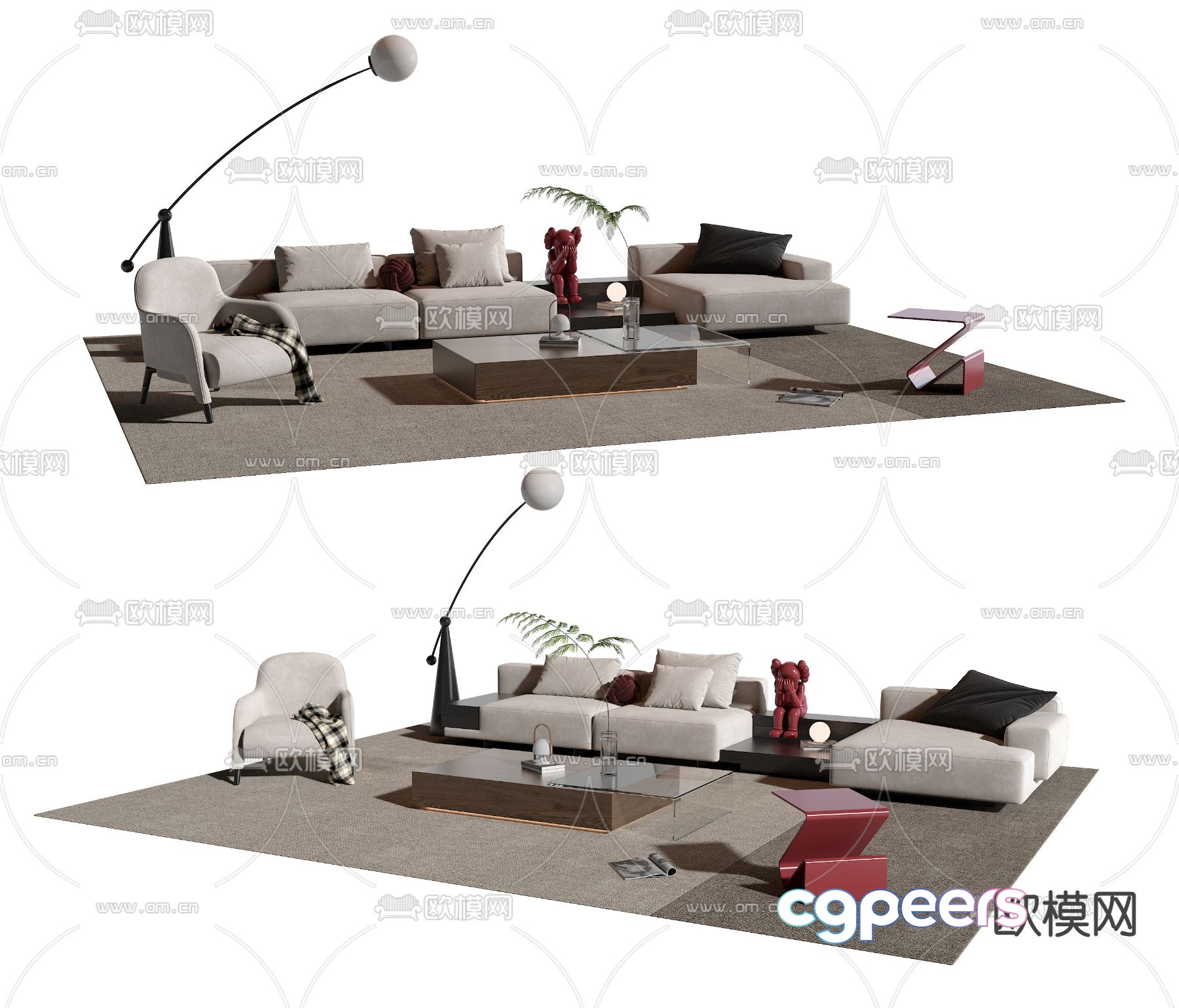 Molteni&C corner modular sofa 3d model Molteni&C corner modular sofa 3d model