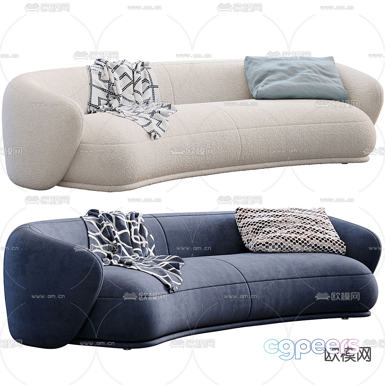 B&B Italia curved sofa double sofa 3d model B&B Italia curved sofa double sofa 3d model