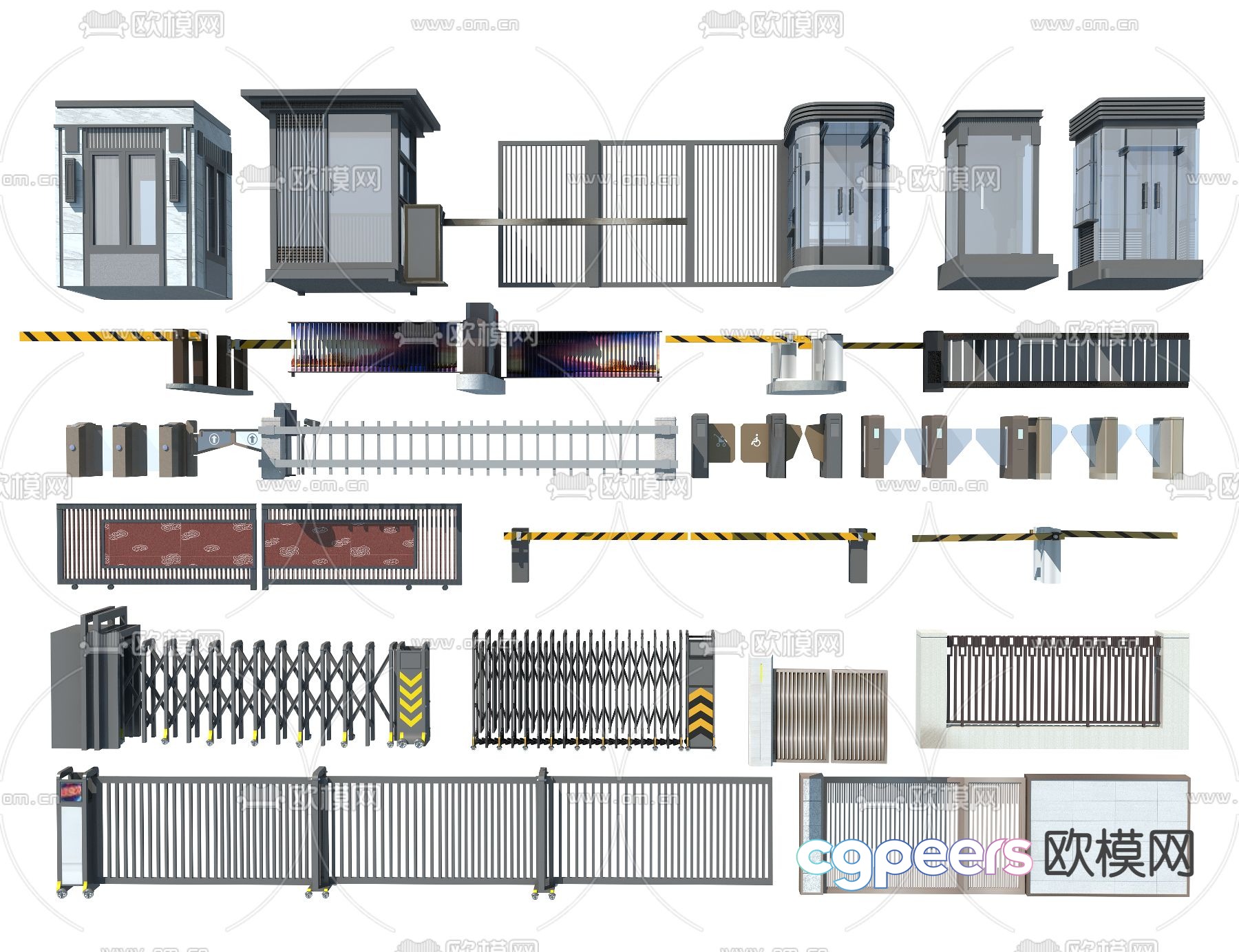 Retractable door guard room security booth 3d model