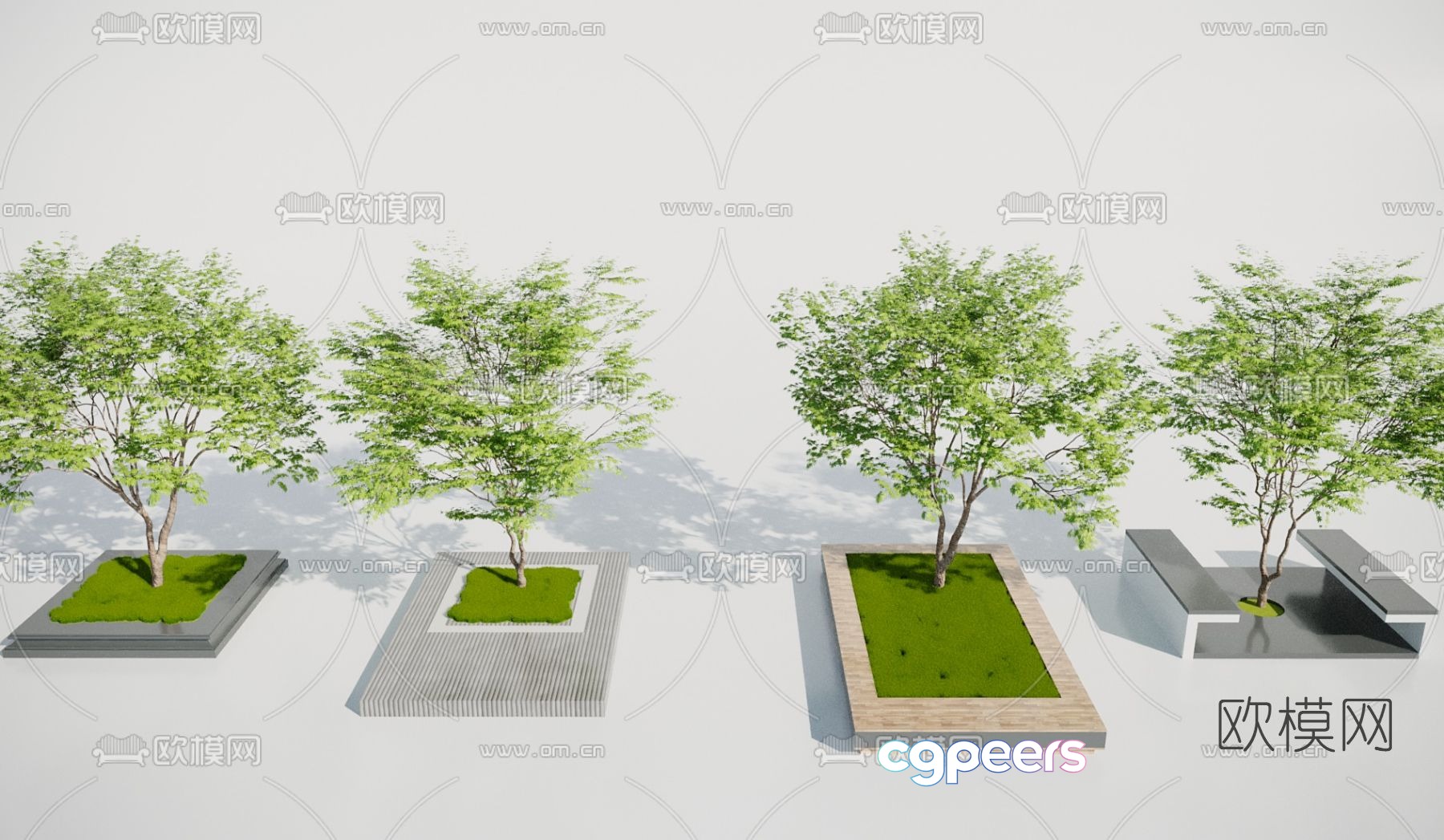 Modern tree pool landscape 3d model Modern tree pool landscape 3d model