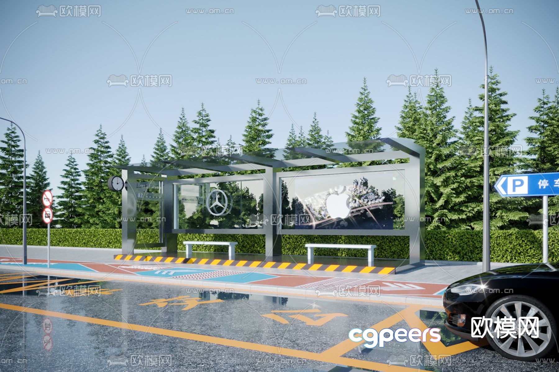 Bus stop shelter 3d model