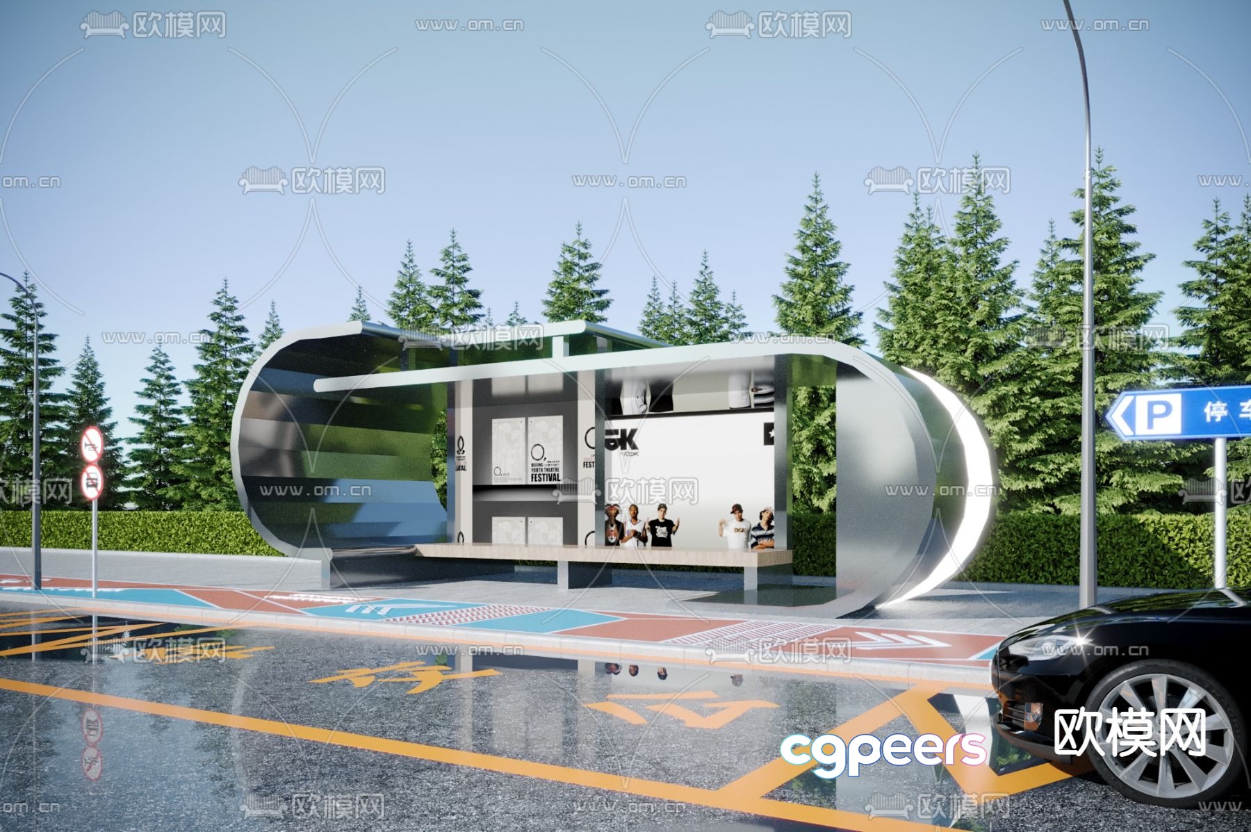 Bus stop shelter 3d model