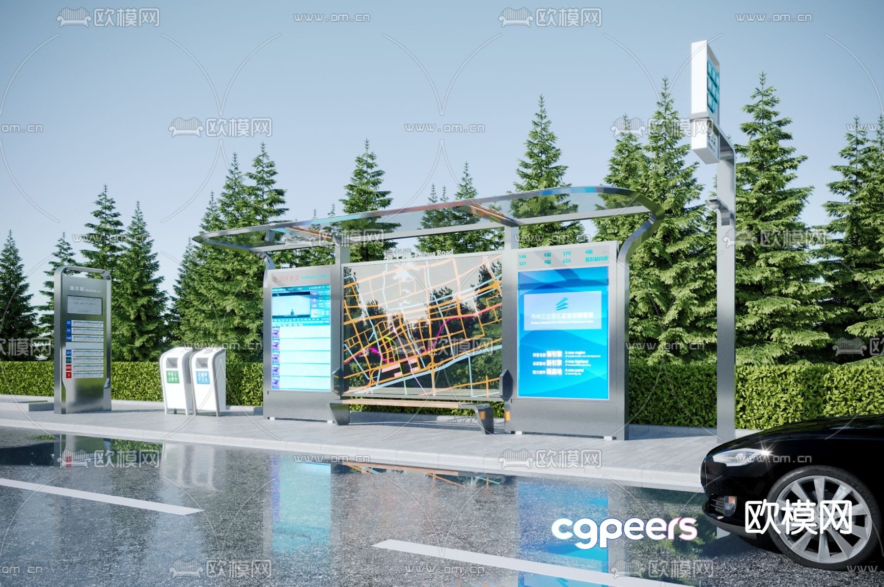 Bus stop shelter 3d model