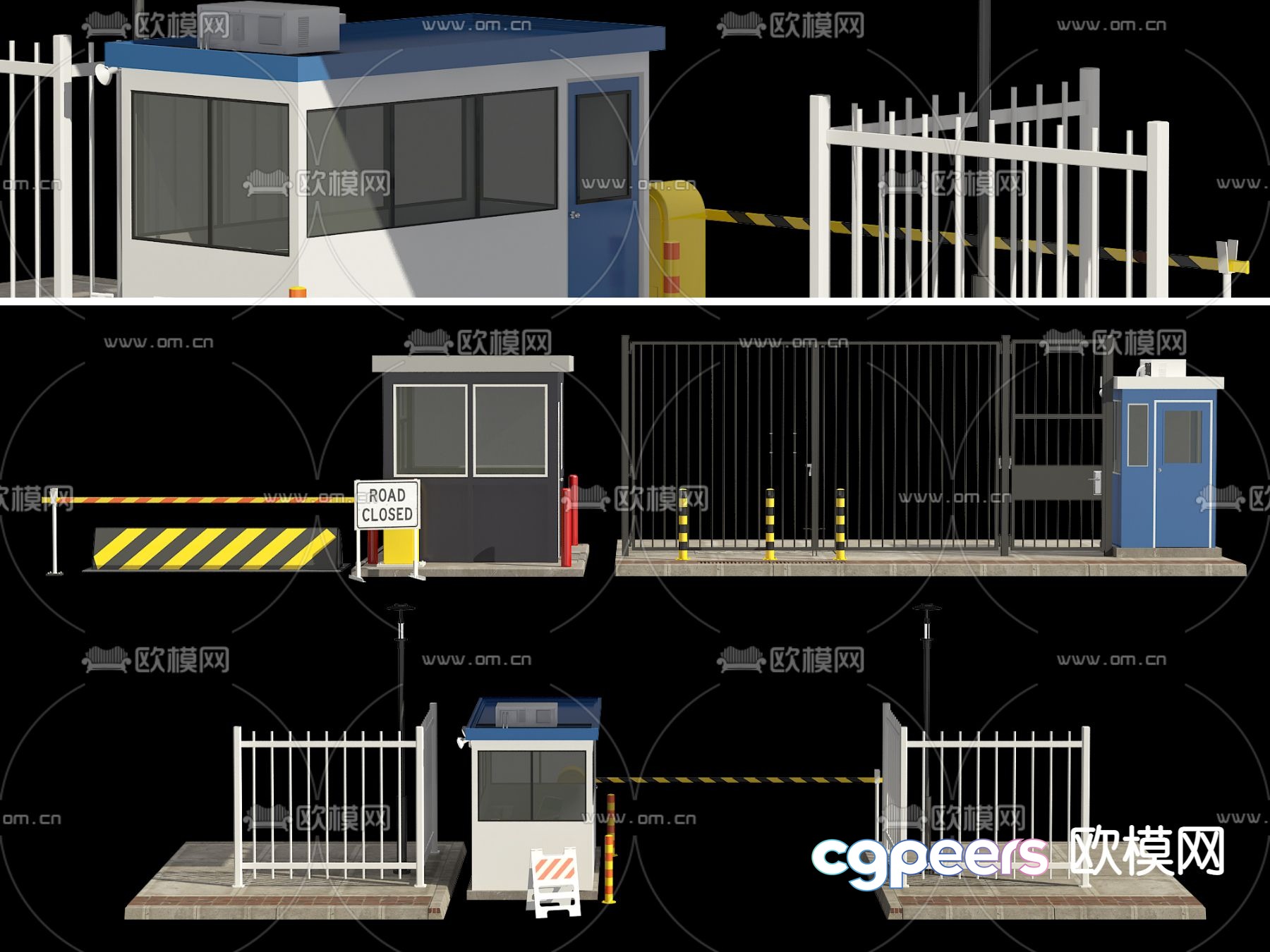 Guardhouse door railing gate 3d model