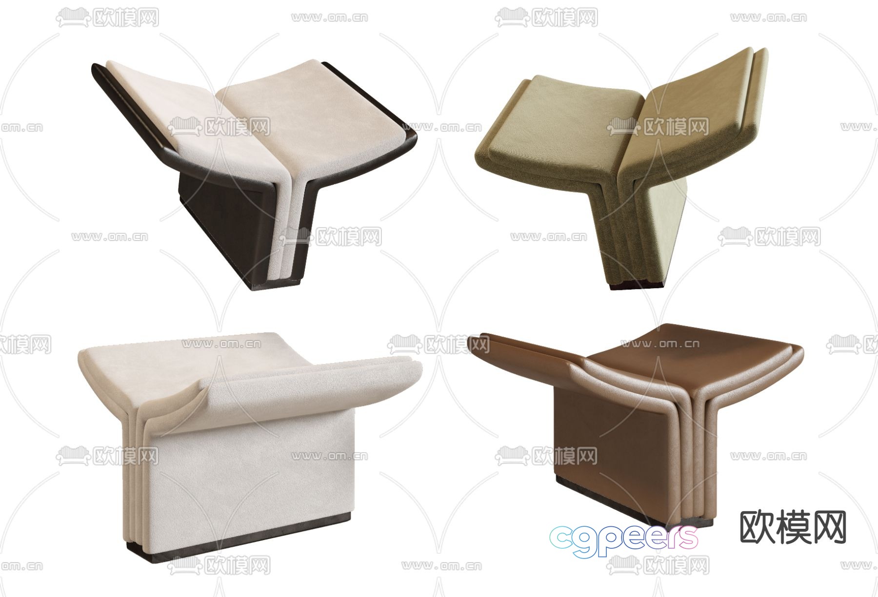 Minotti stool low stool 3d model Minotti stool low stool 3d model