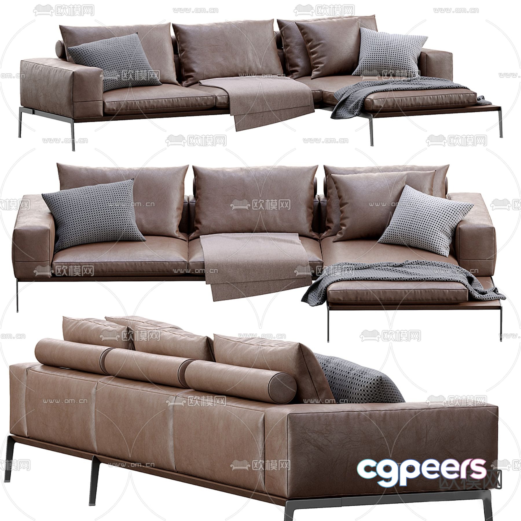 Flexform Lifesteel corner sofa 3d model Flexform Lifesteel corner sofa 3d model