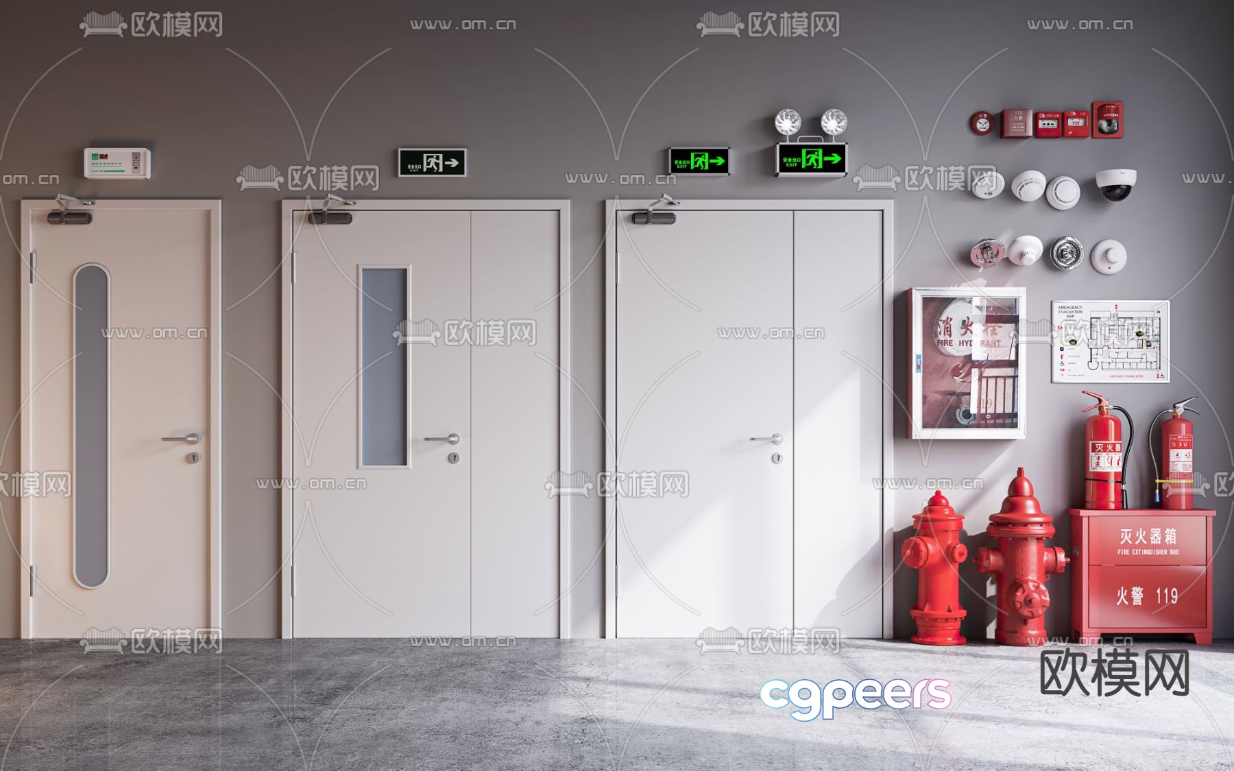 fire door fire door fire hydrant fire extinguisher 3d model fire door fire door fire hydrant fire extinguisher 3d model