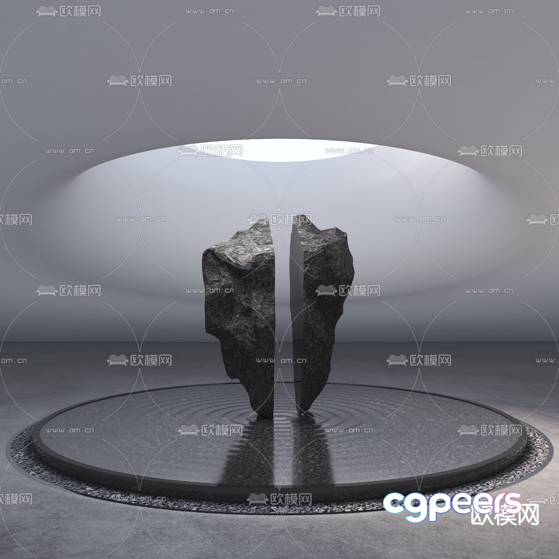 Stone water feature landscape sketch 3d model Stone water feature landscape sketch 3d model