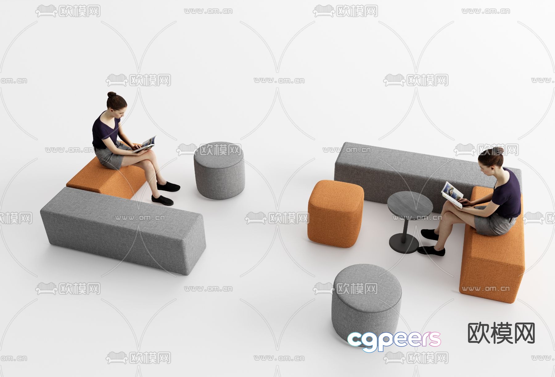 Office sofa square sofa 3d model Office sofa square sofa 3d model