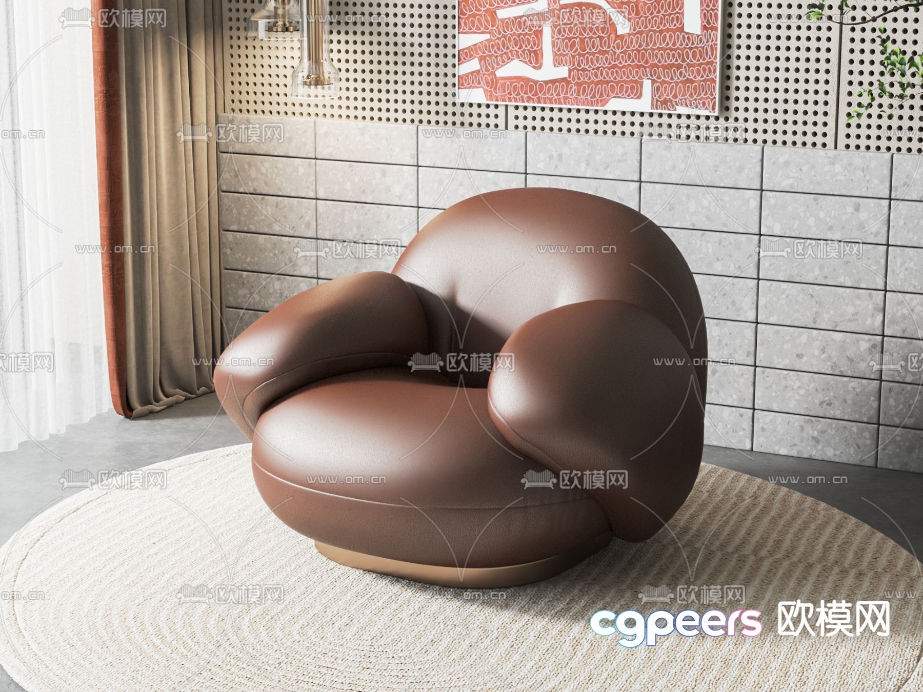 Leather sofa single sofa 3d model Leather sofa single sofa 3d model