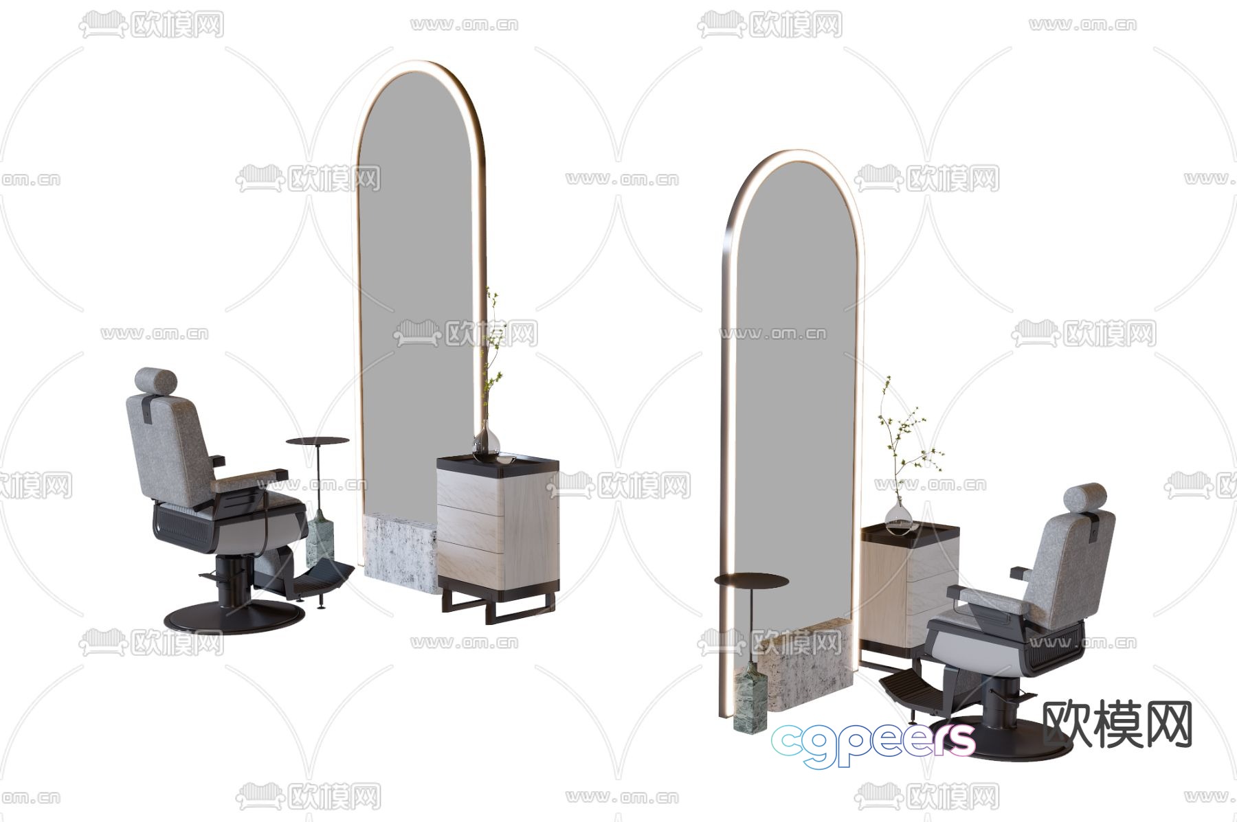 Barber table barber chair 3d model Barber table barber chair 3d model