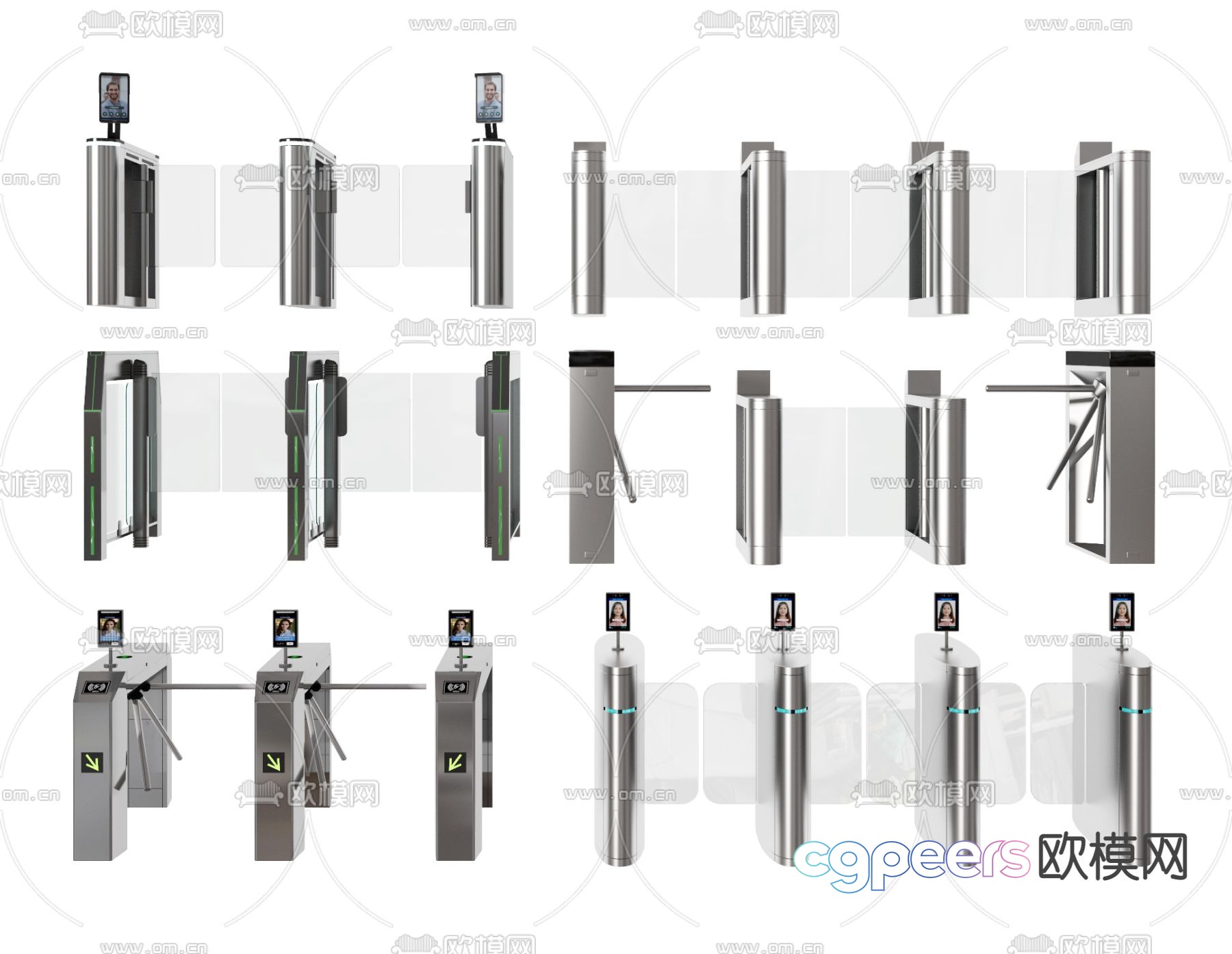 Automatic door, gate, gate, face recognition machine 3d model