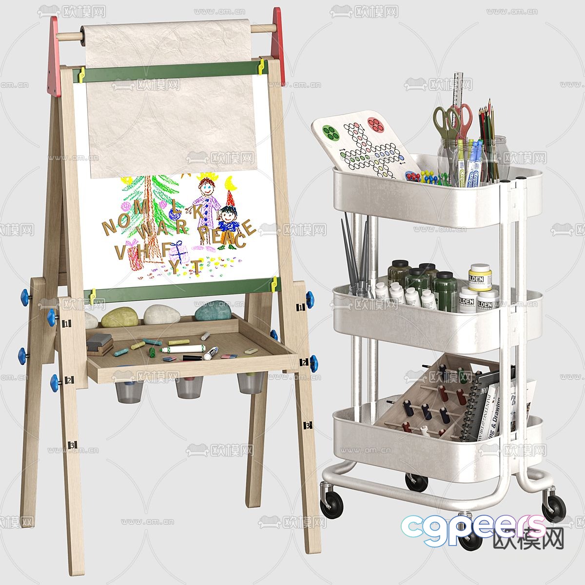 Children's drawing board drawing tool stand 3d model Children's drawing board drawing tool stand 3d model