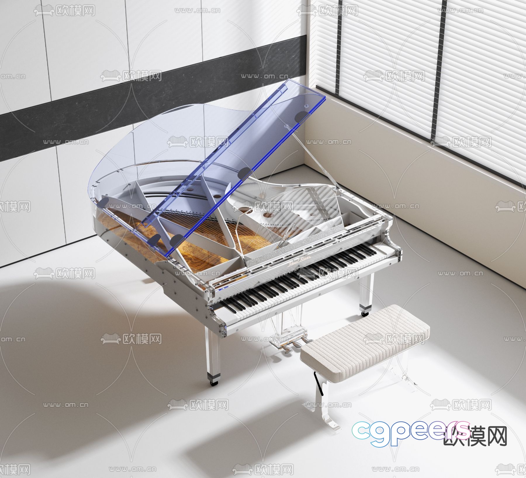 Transparent piano 3d model Transparent piano 3d model