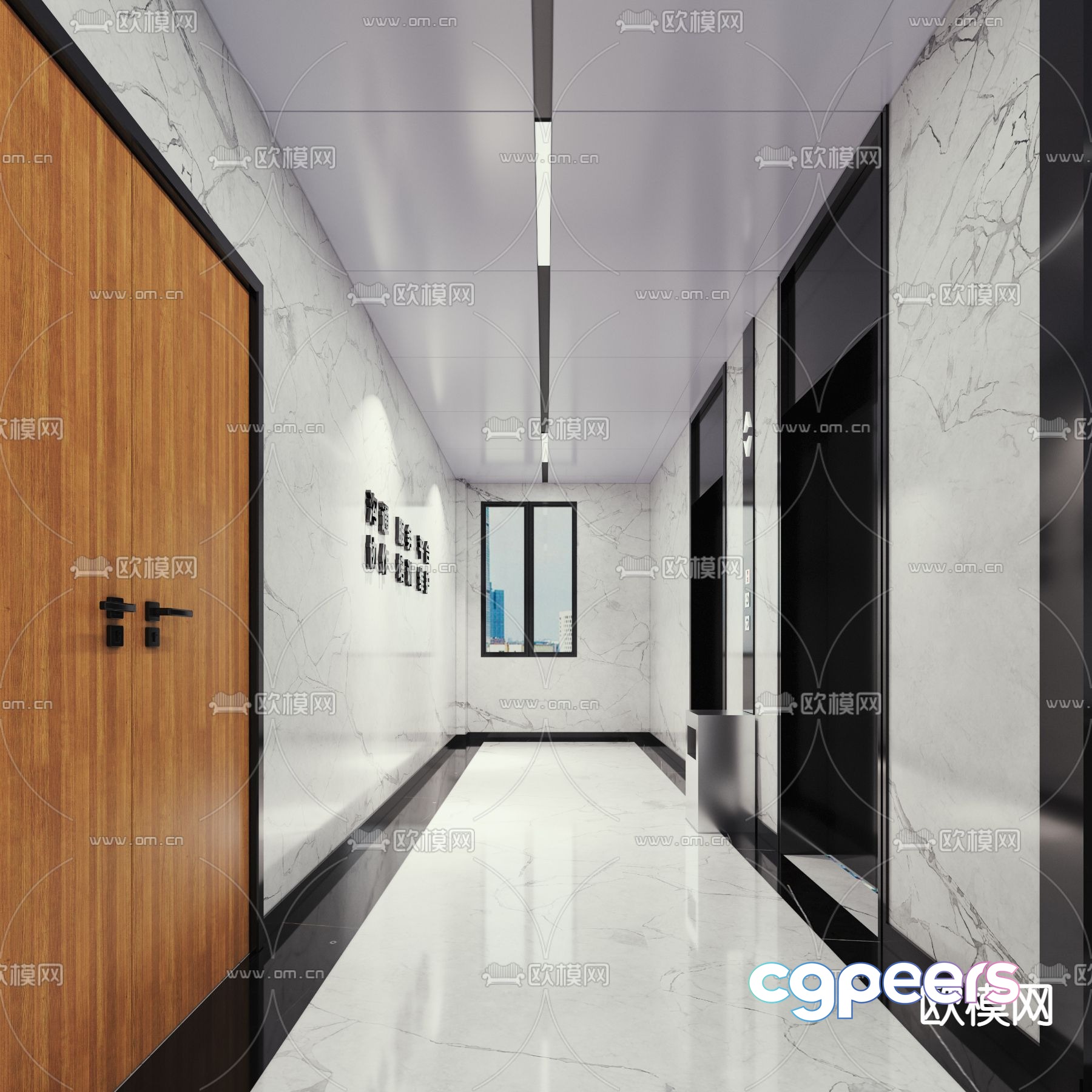 Office corridor aisle elevator 3d model Office corridor aisle elevator 3d model
