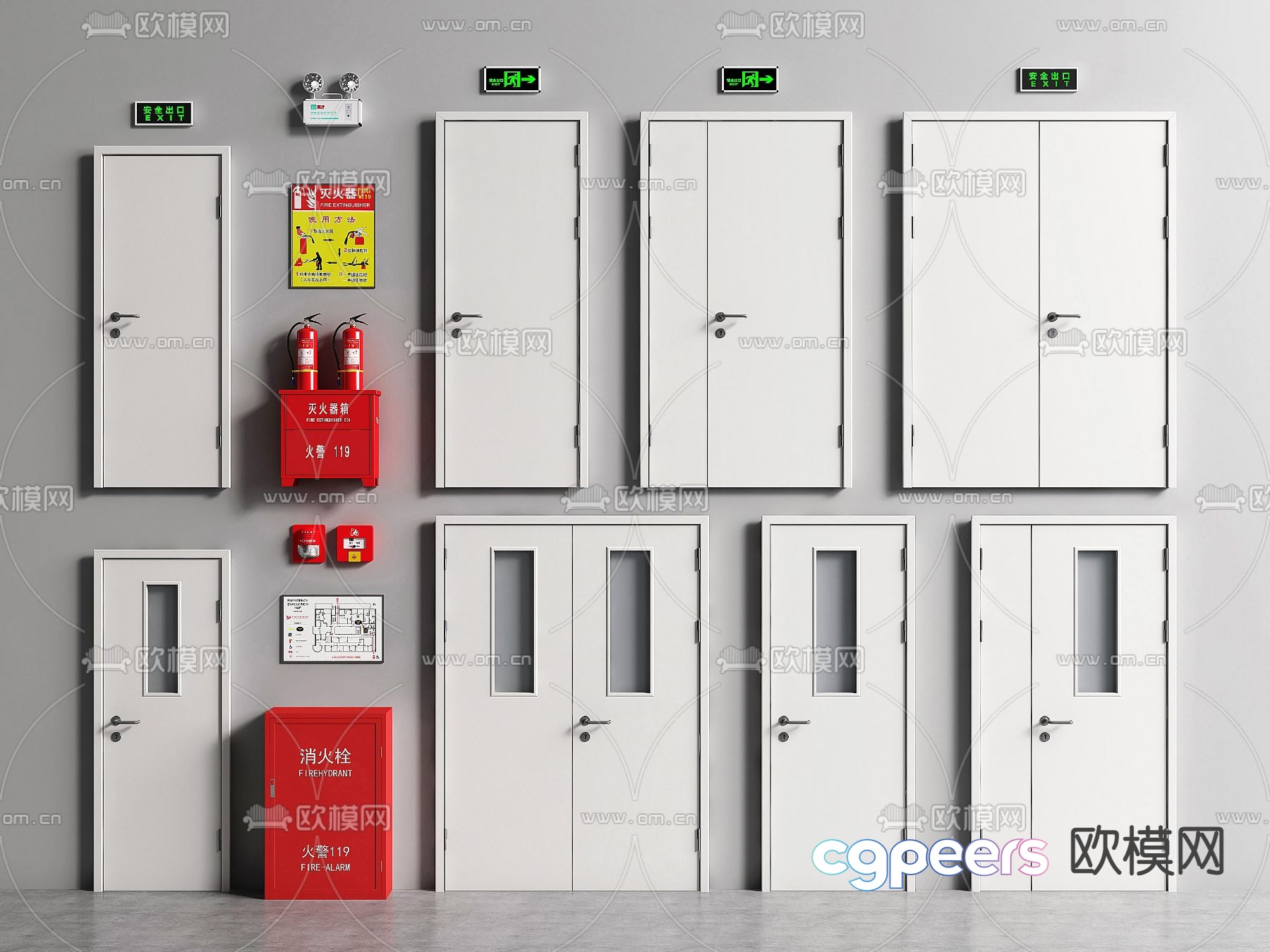 fire door fire door fire hydrant fire extinguisher 3d model fire door fire door fire hydrant fire extinguisher 3d model