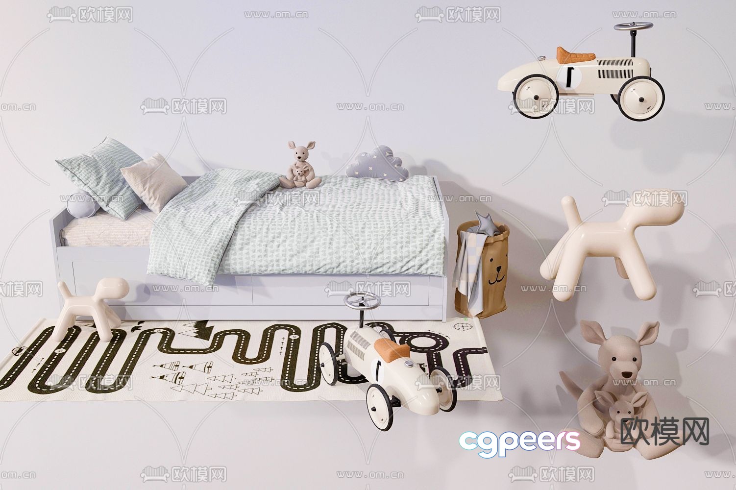 Modern children’s bed 3d model Modern children’s bed 3d model
