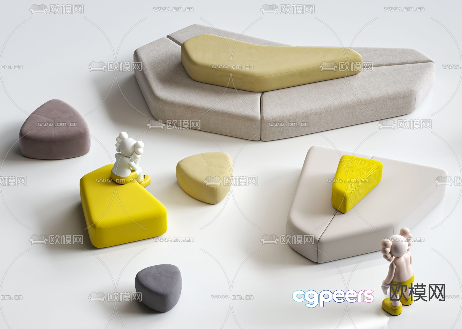 Public sofa lobby sofa 3d model