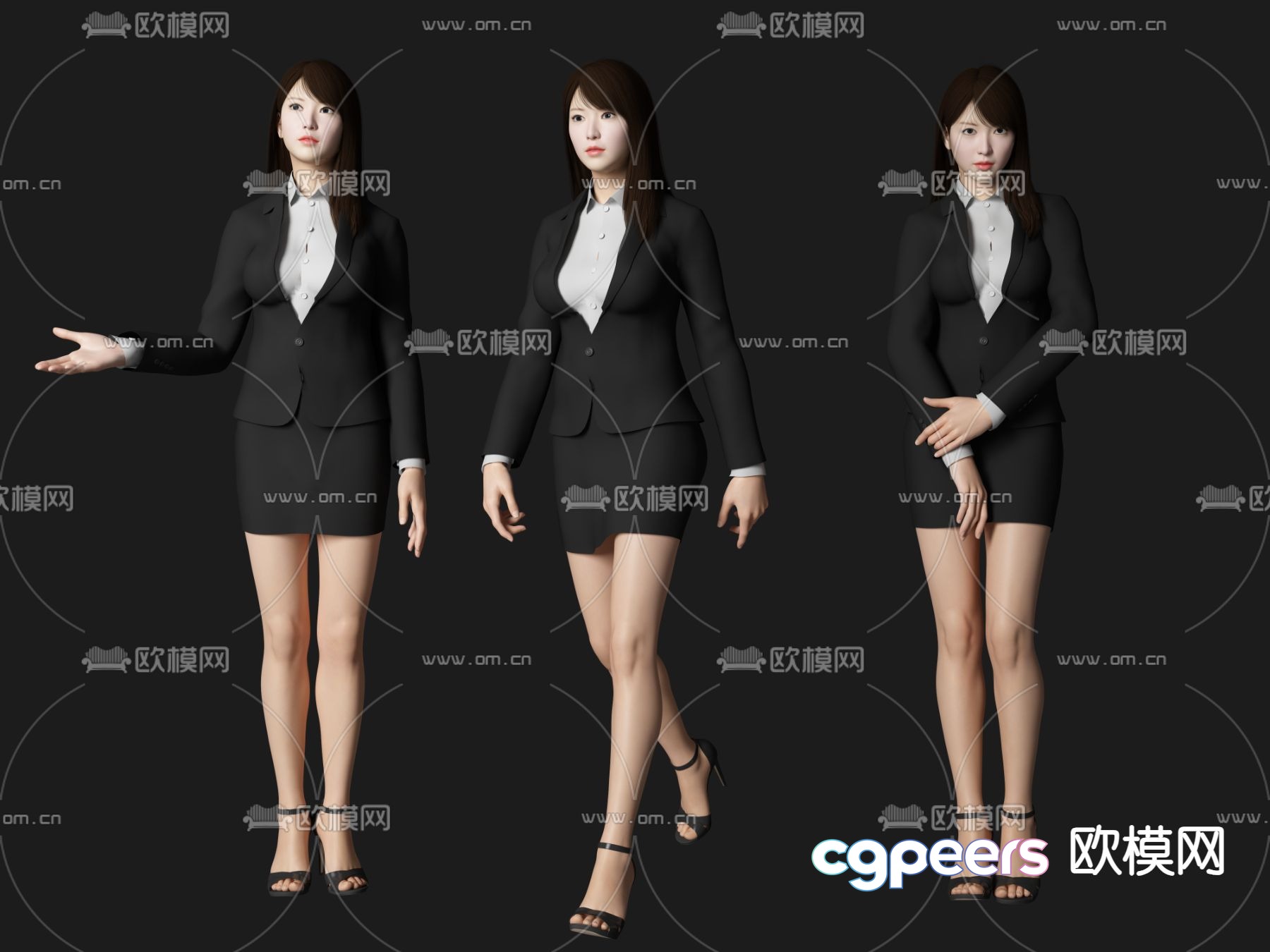 Secretary beauty character 3d model Secretary beauty character 3d model