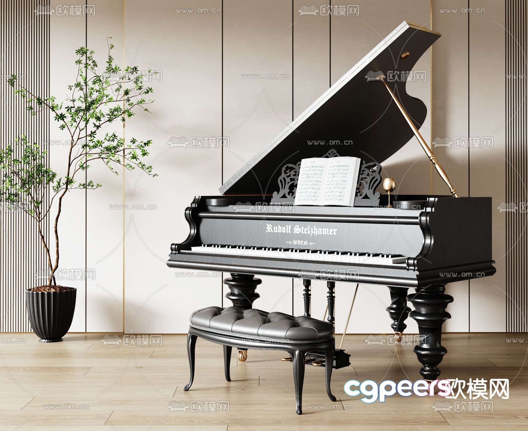 American piano 3d model American piano 3d model