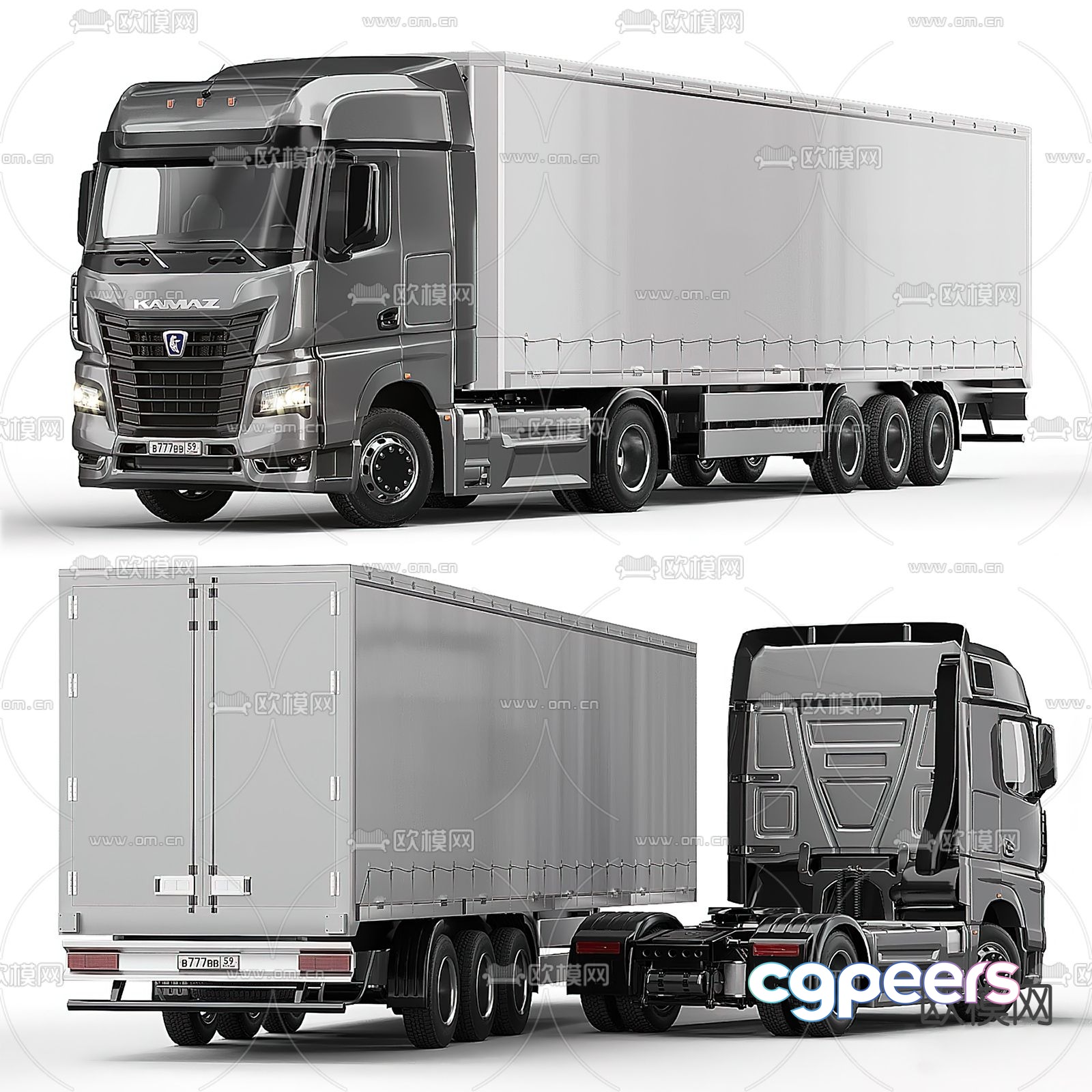Truck Trailer Container Truck Transporter 3d model Truck Trailer Container Truck Transporter 3d model