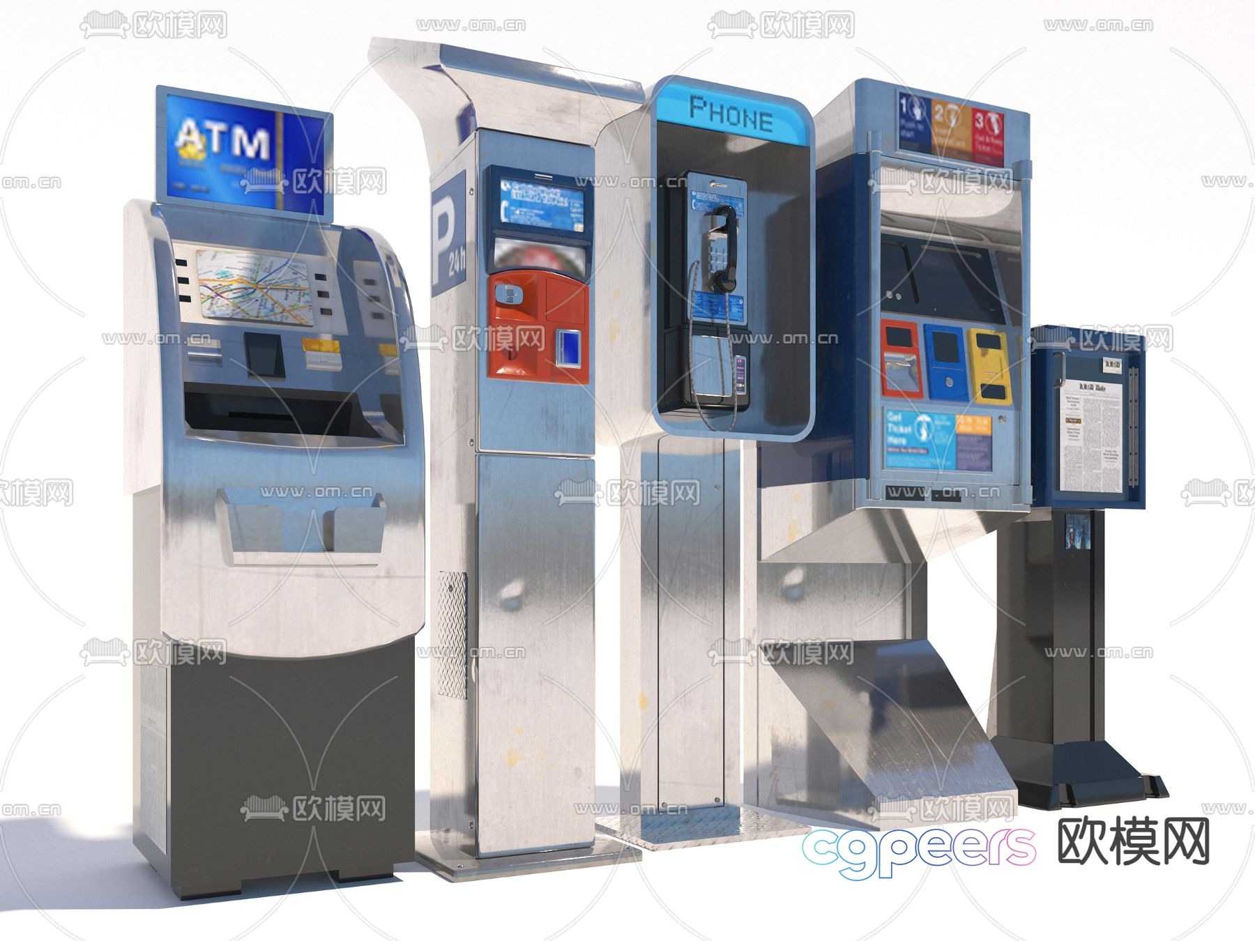 Self-service machine ATM machine phone booth 3D model Self-service machine ATM machine phone booth 3D model