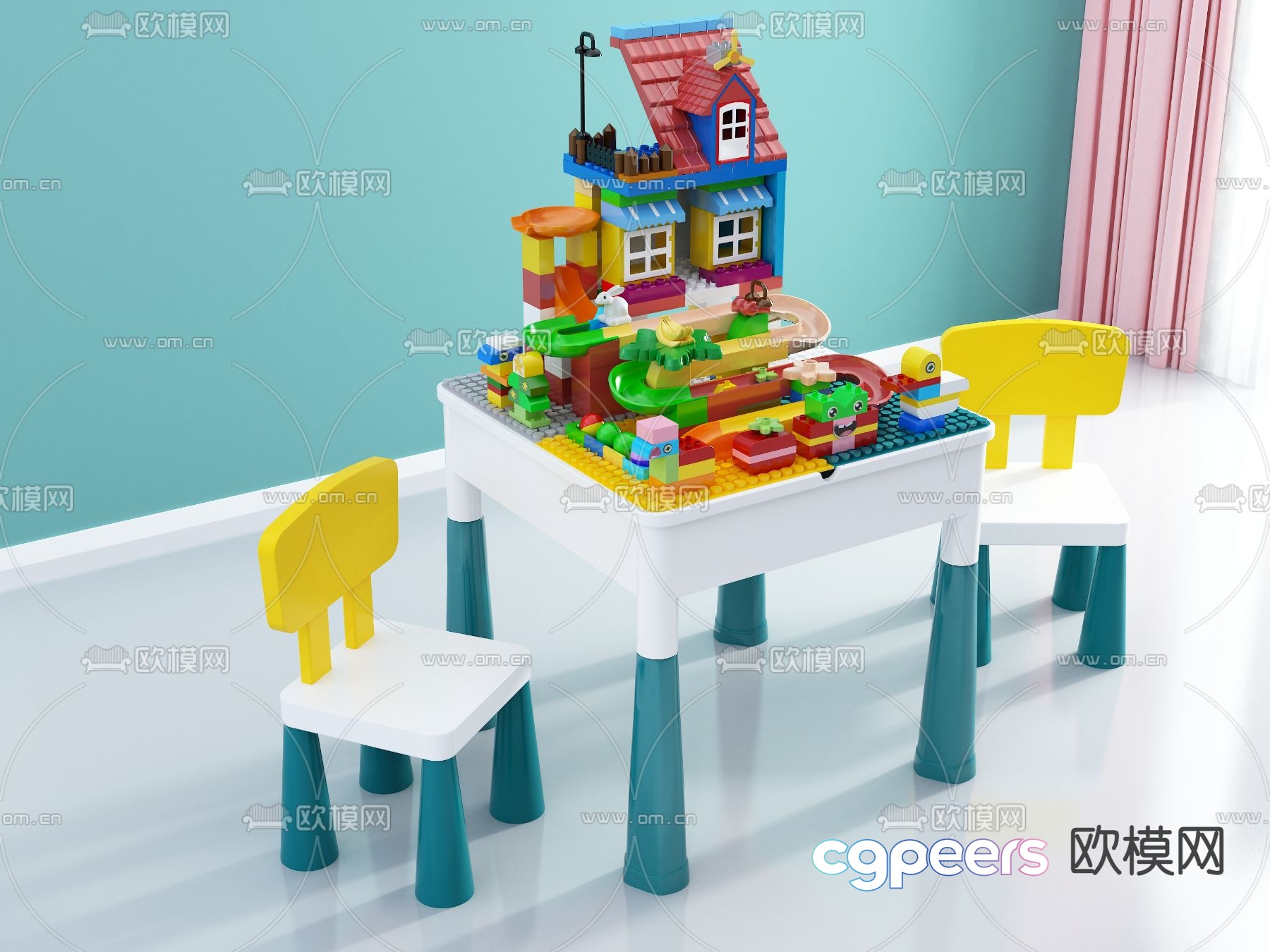 Children’s toy table building block table 3d model Children’s toy table building block table 3d model