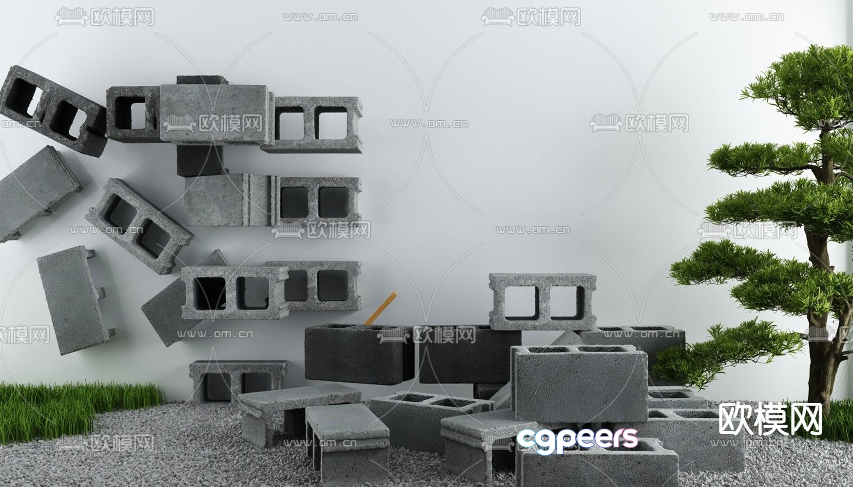 Cement brick hollow brick sketch 3d model Cement brick hollow brick sketch 3d model