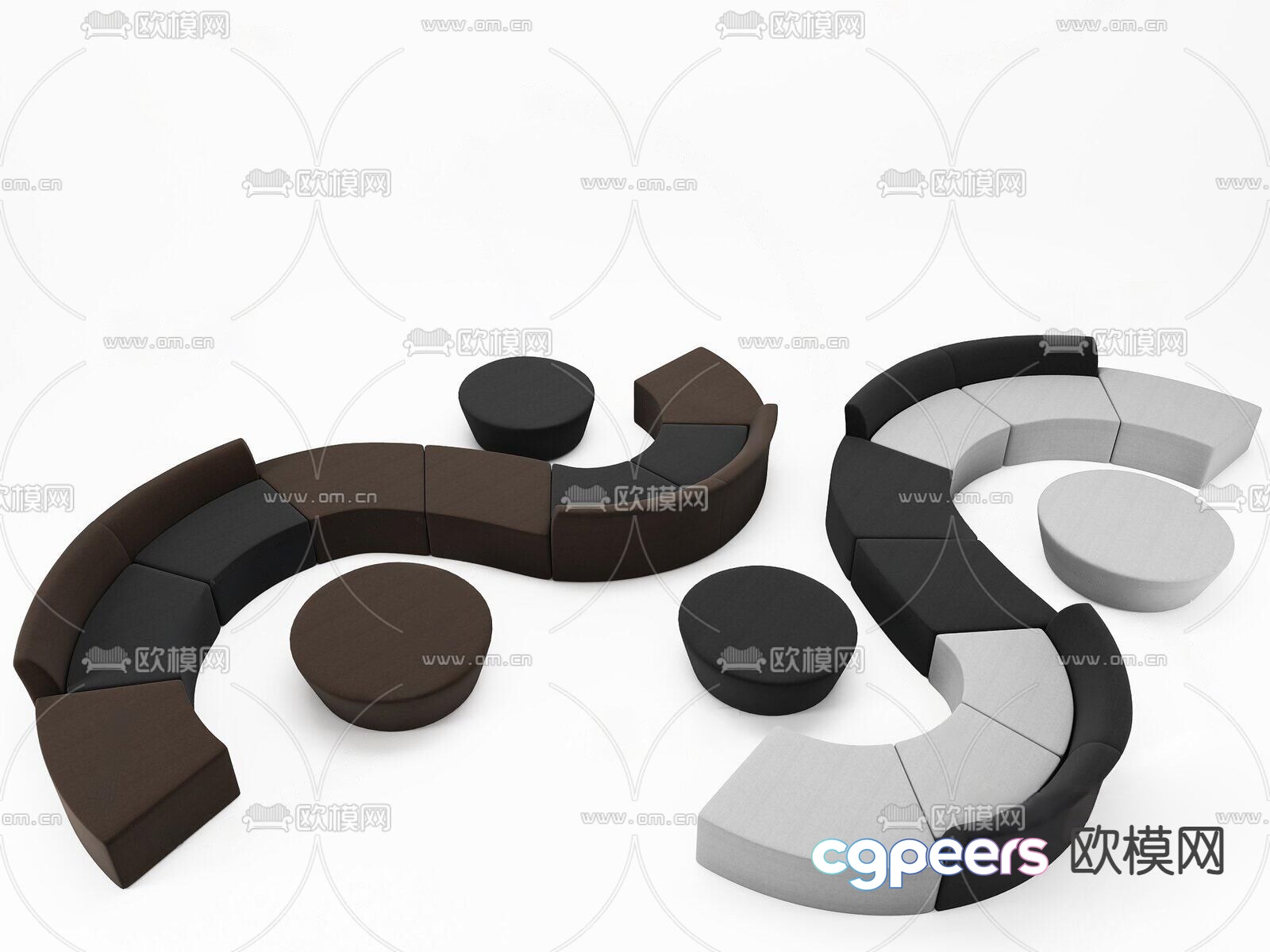 Lobby sofa curved sofa 3d model Lobby sofa curved sofa 3d model