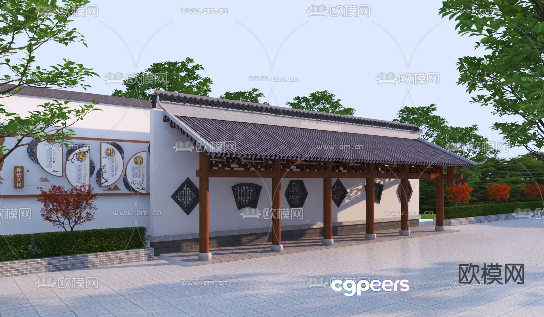 Chinese style gallery frame 3D model Chinese style gallery frame 3D model