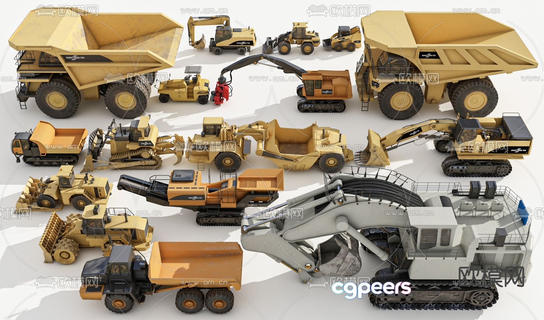 Engineering vehicle excavator crane bulldozer 3d model Engineering vehicle excavator crane bulldozer 3d model