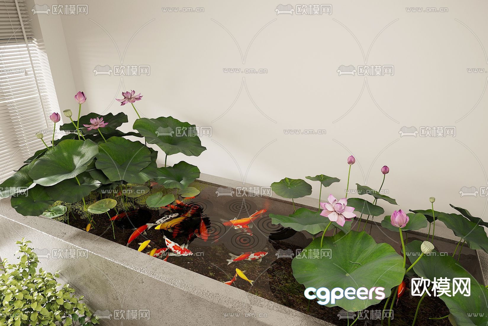 Waterscape sketch lotus pond koi pond 3D model Waterscape sketch lotus pond koi pond 3D model