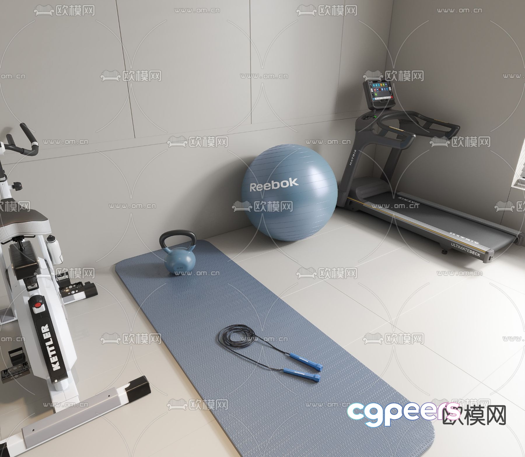 yoga ball yoga mat treadmill 3d model yoga ball yoga mat treadmill 3d model