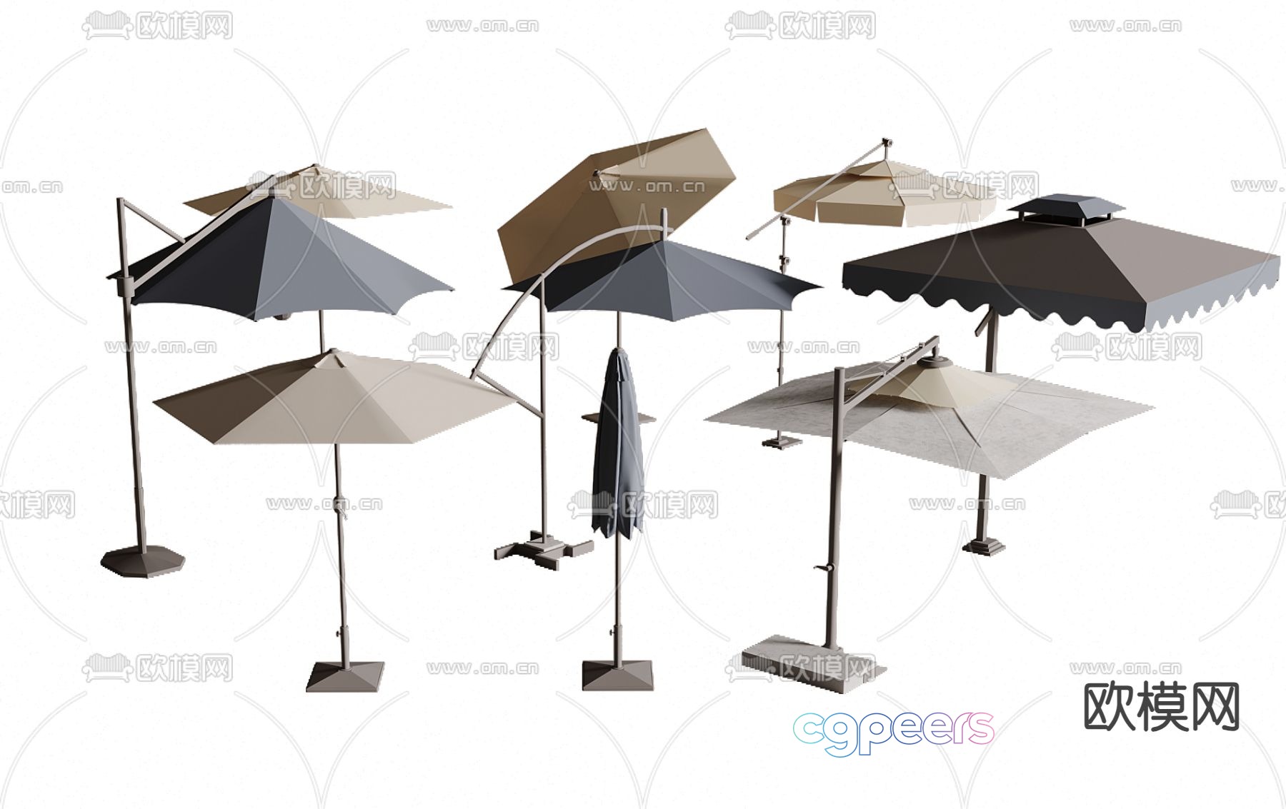 Outdoor umbrella, parasol, folding umbrella 3d model