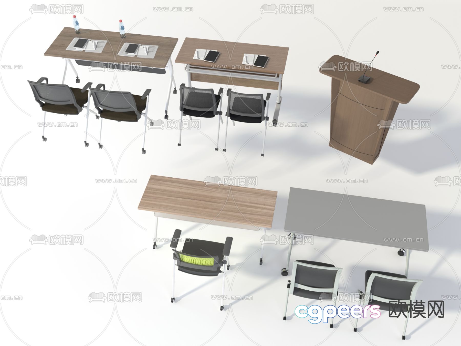 Conference table training table podium 3d model Conference table training table podium 3d model