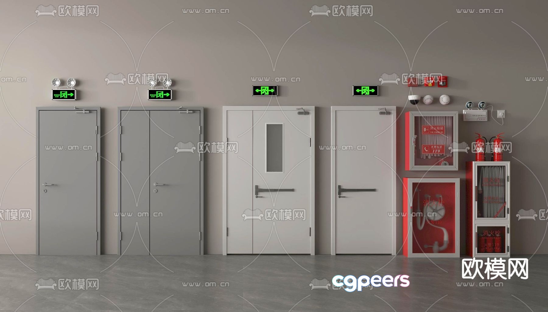 fire door fire door fire hydrant fire extinguisher emergency lighting 3d model fire door fire door fire hydrant fire extinguisher emergency lighting 3d model